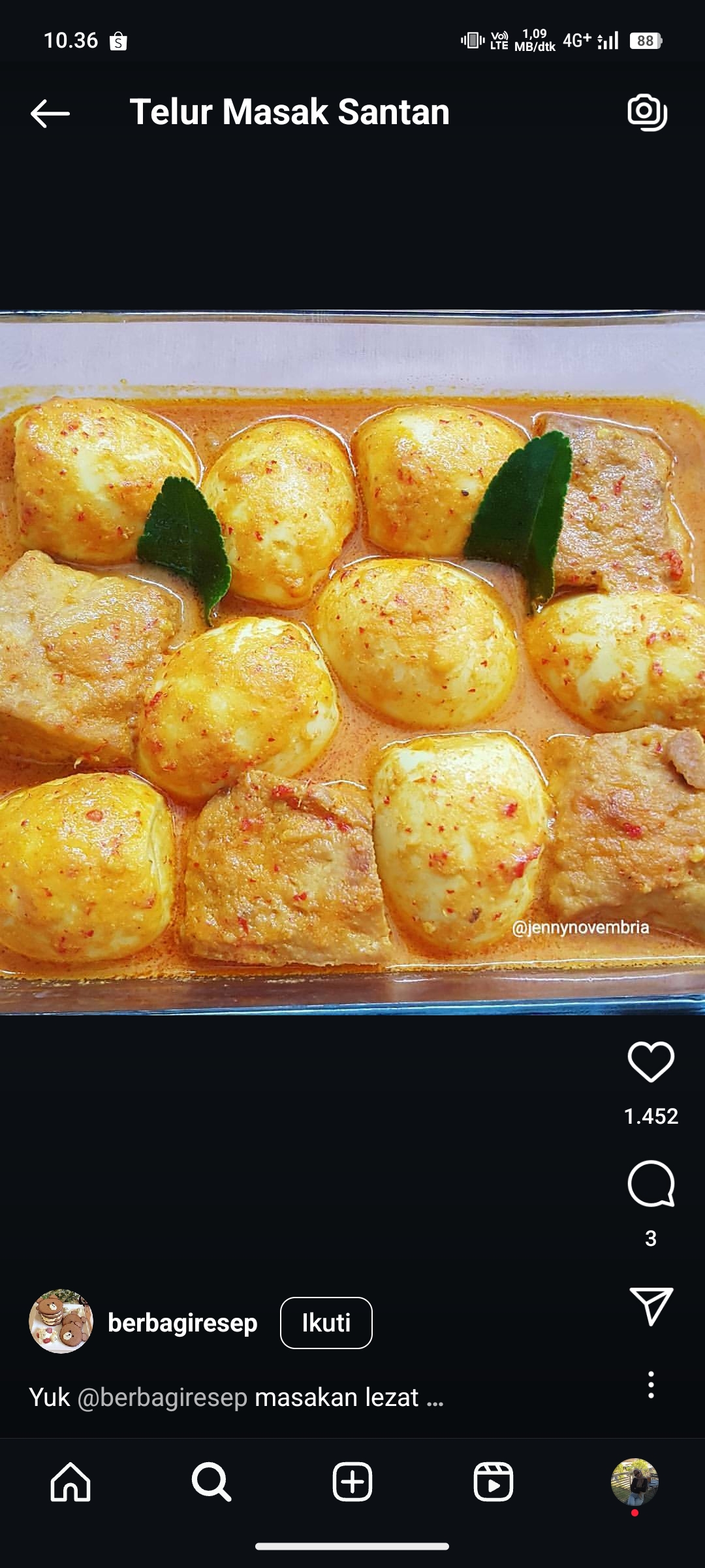 Ilustrasi Telur Masak Santan