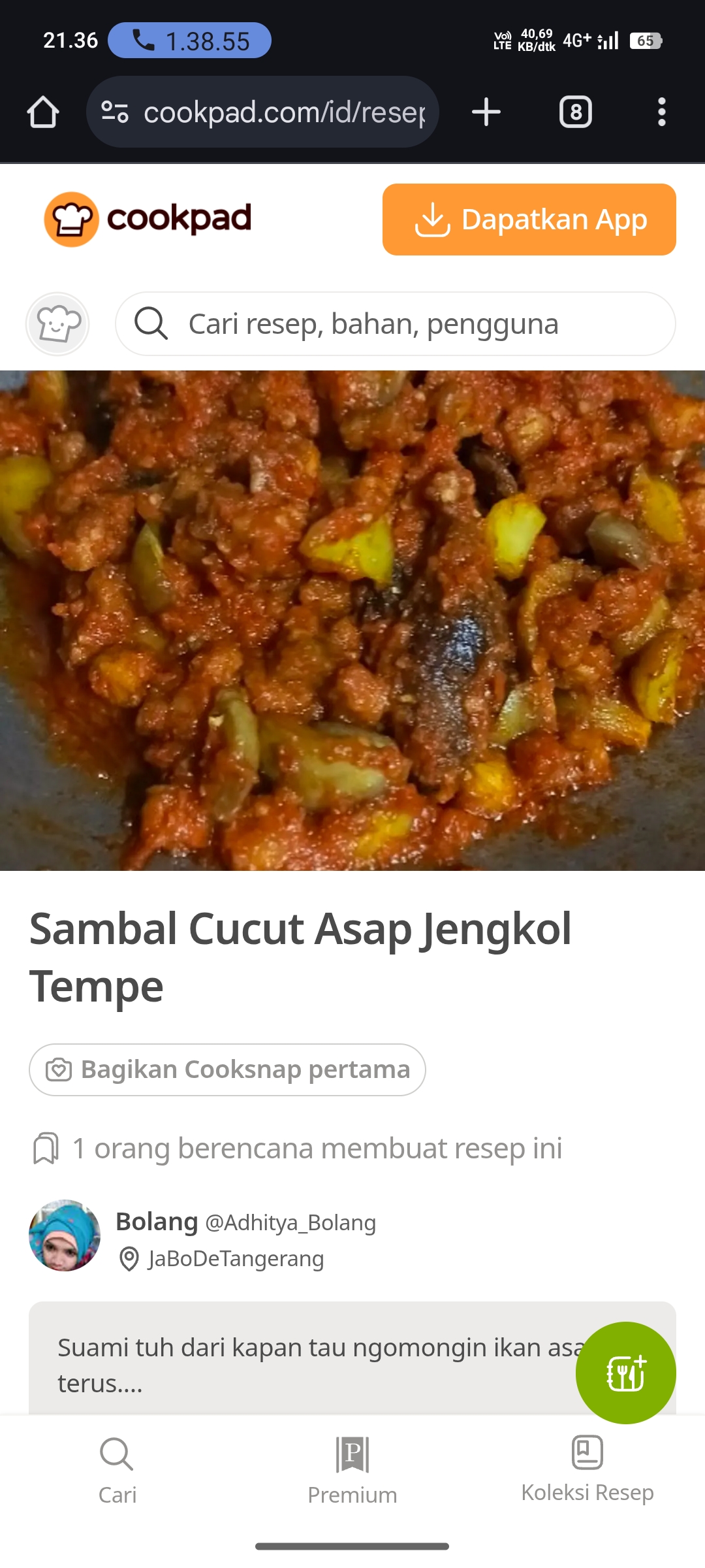 Sambal Cucut Asap Jengkol Tempe