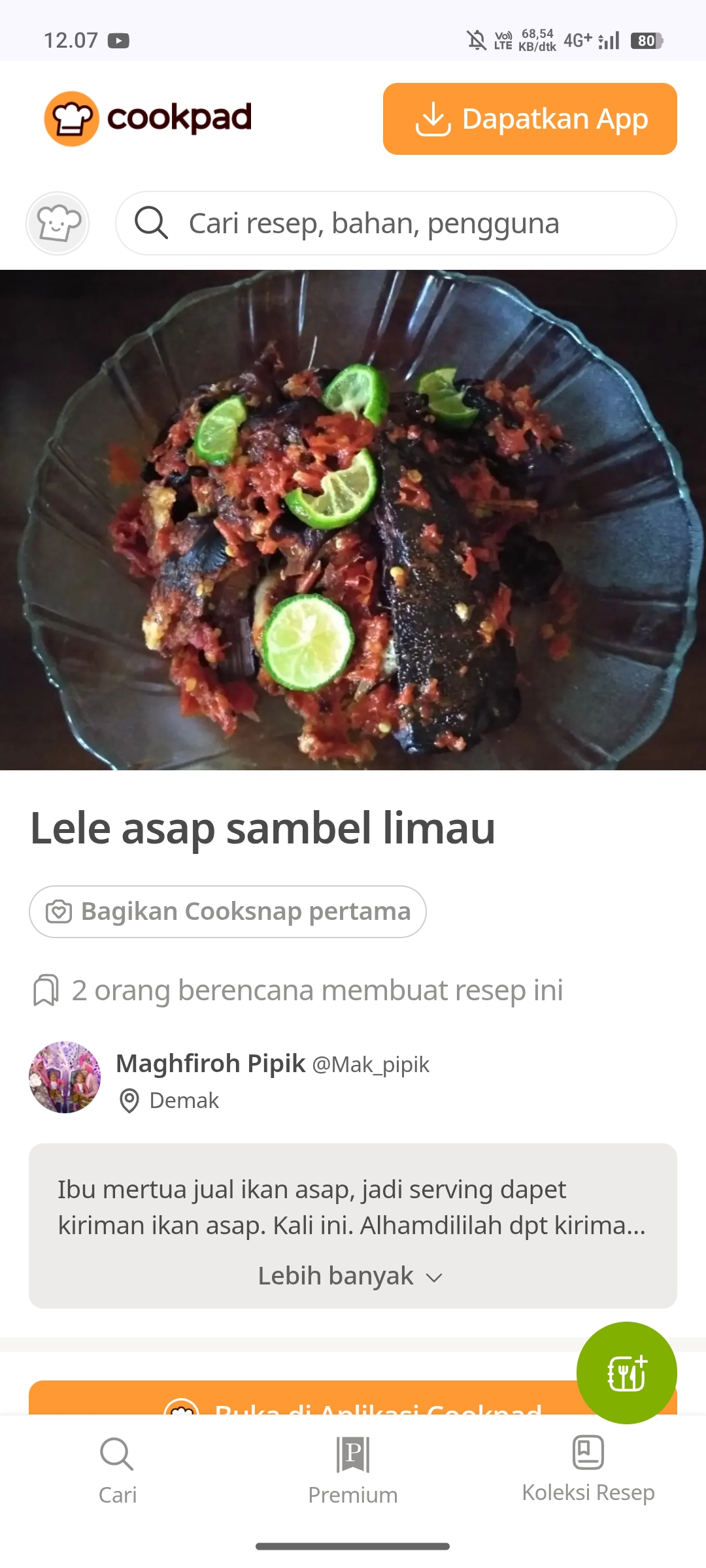 Sambal Limau dan Ikan Asap