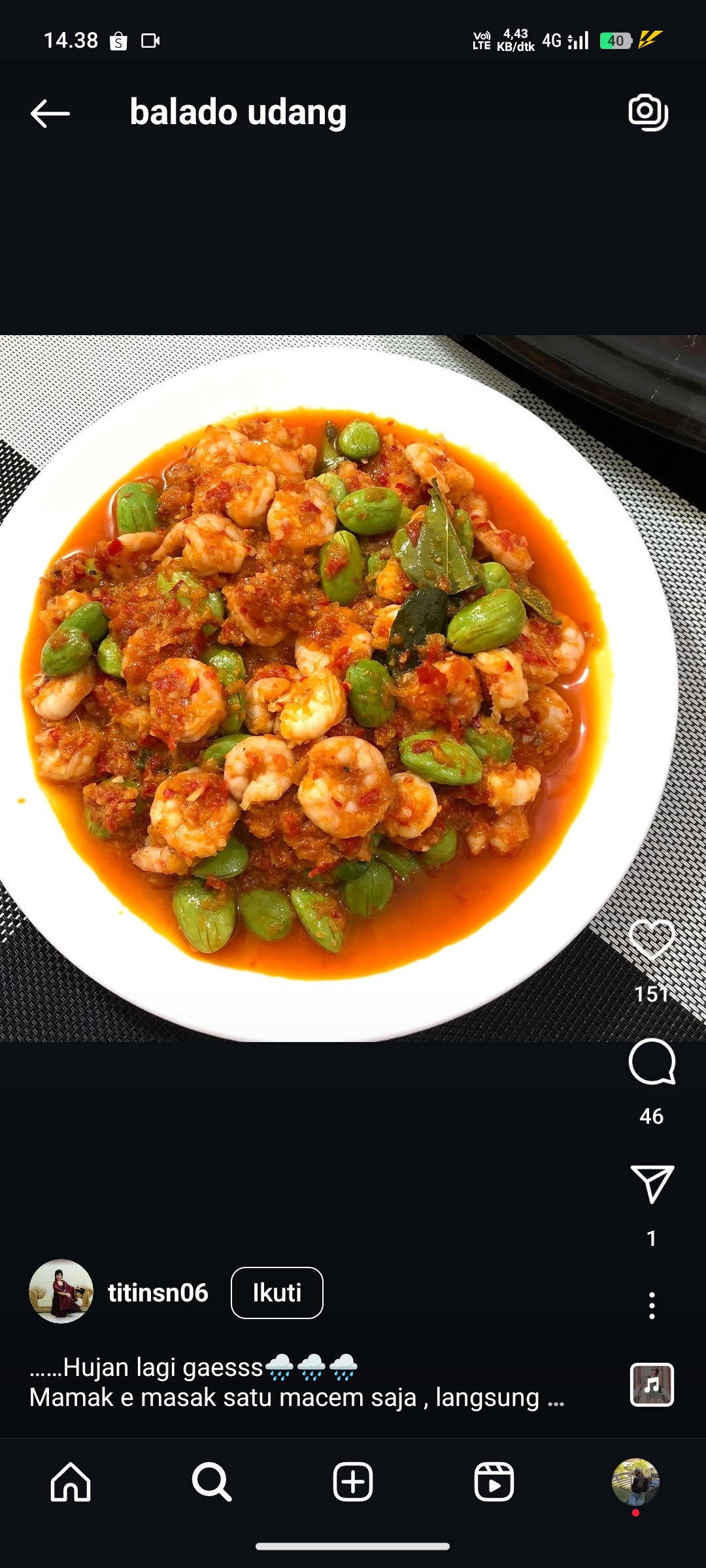 Balado Udang Super Pedas dengan Sentuhan Petai
