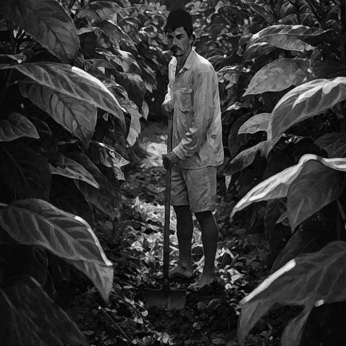 Ilustrasi cerpen Bau Ladang Tembakau Kirman dibantu AI.