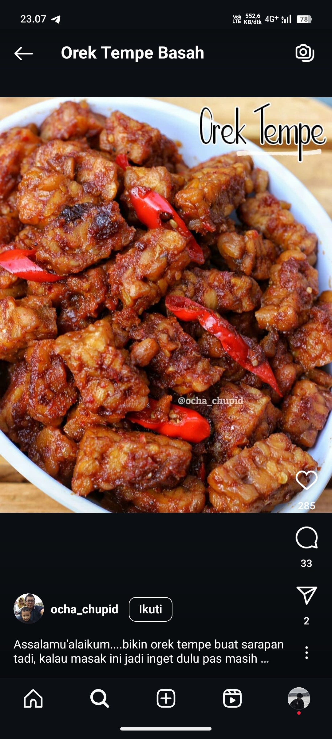 Orek Tempe Basah