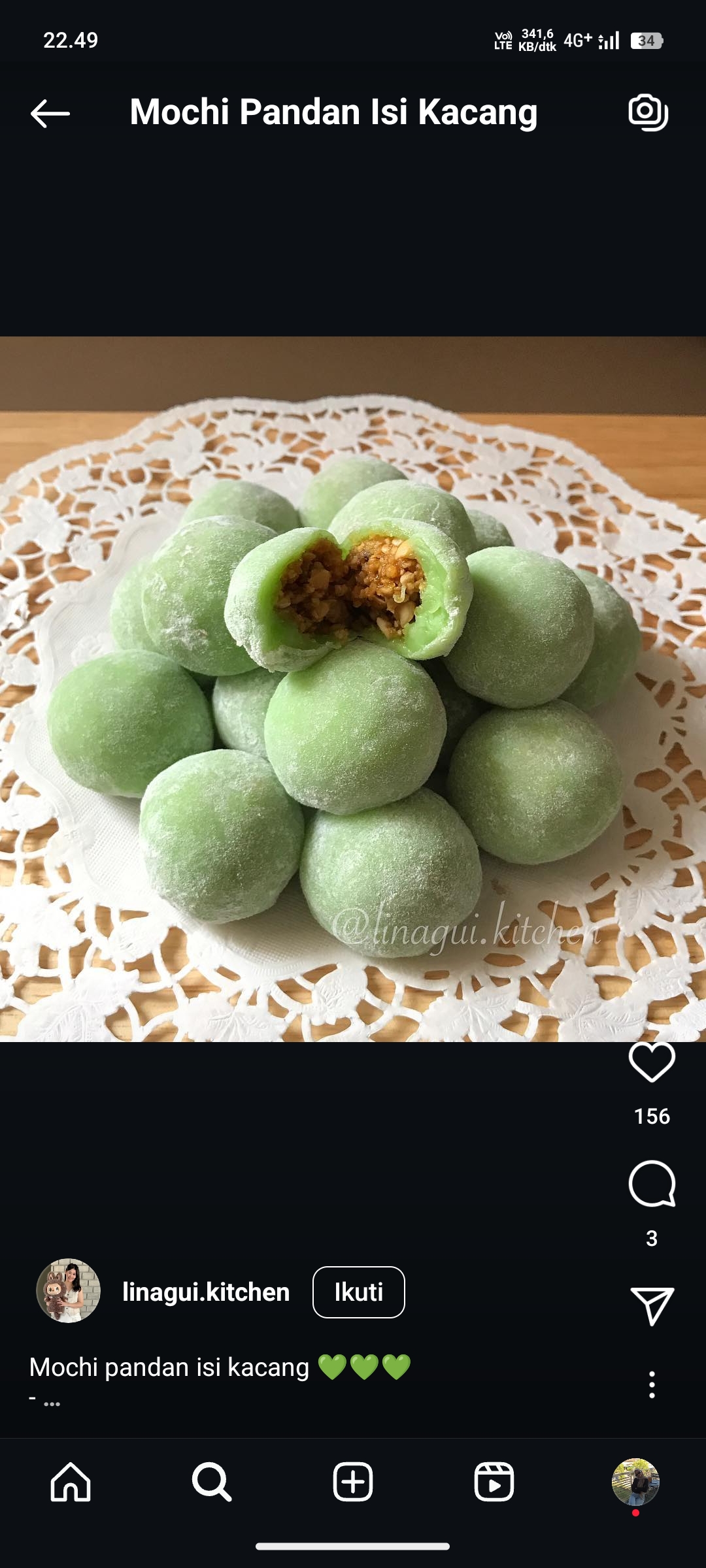 Mochi Pandan Isi Kacang