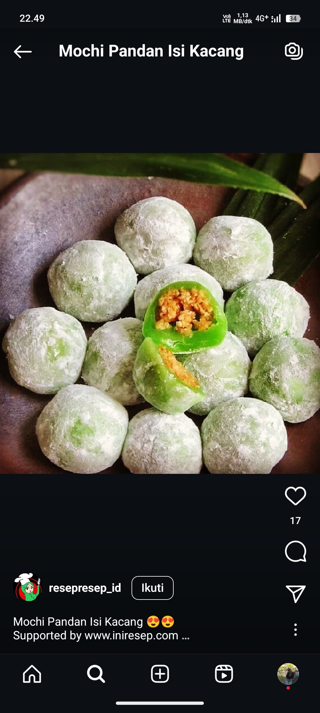Mochi Pandan Isi Kacang