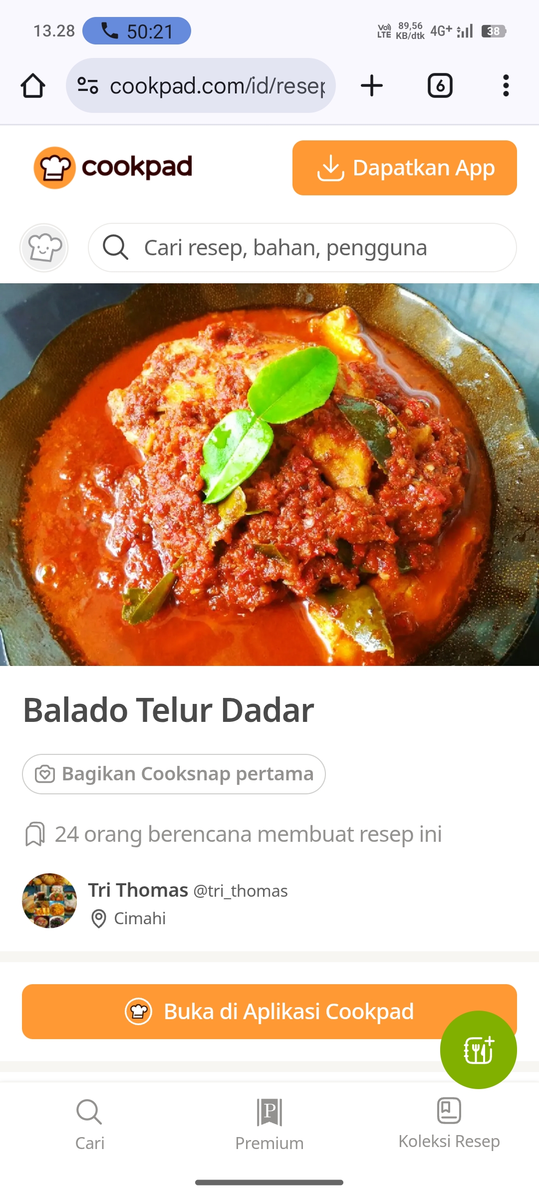 Telur Dadar Balado Daun Jeruk Less Oil