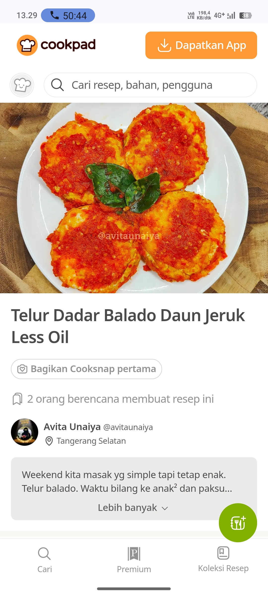 Telur Dadar Balado Daun Jeruk Less Oil