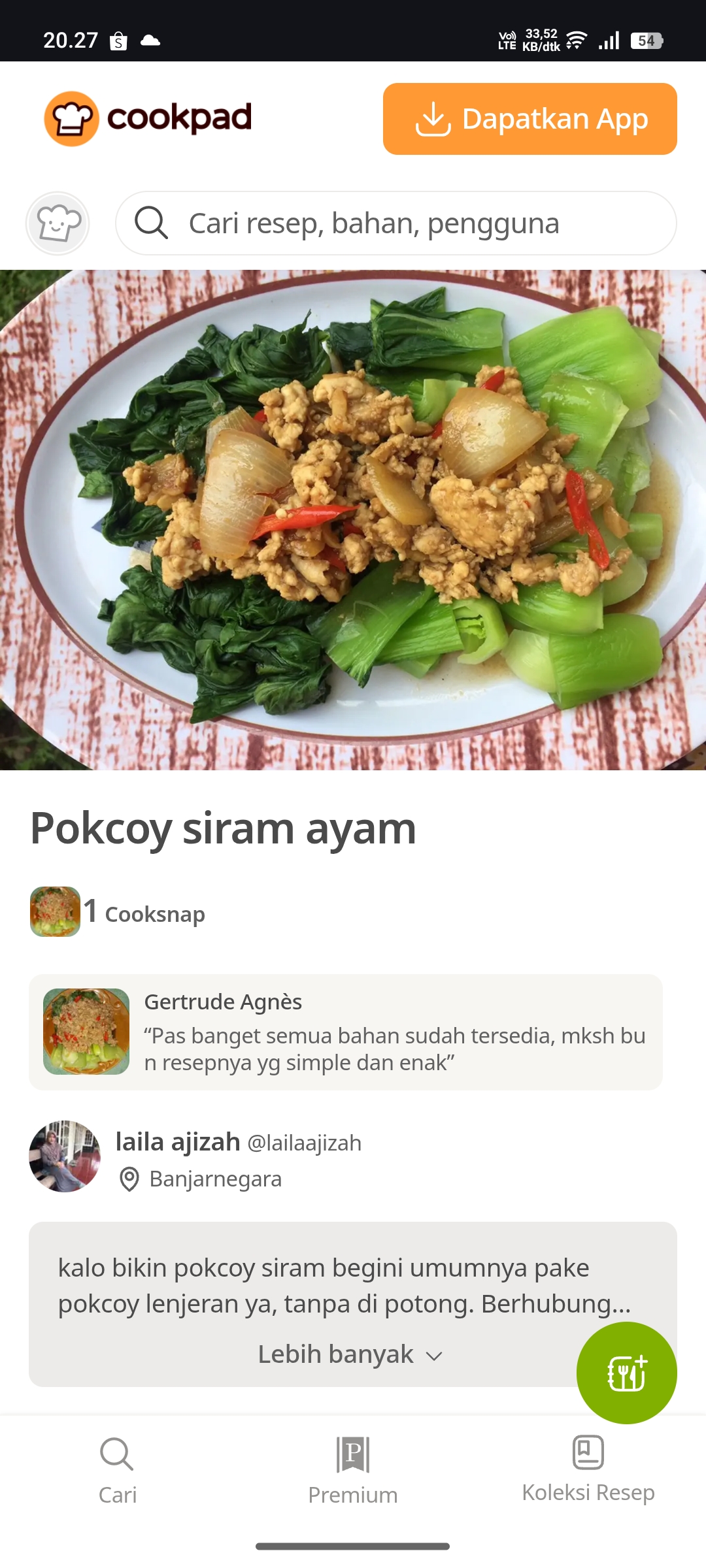 Pokcoy Siram Ayam Giling Saos Tiram