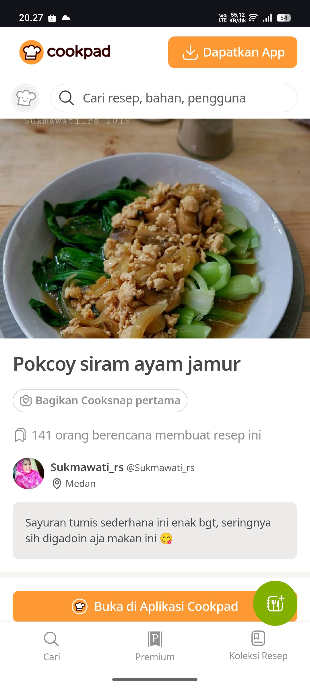 Pokcoy Siram Ayam Giling Saos Tiram
