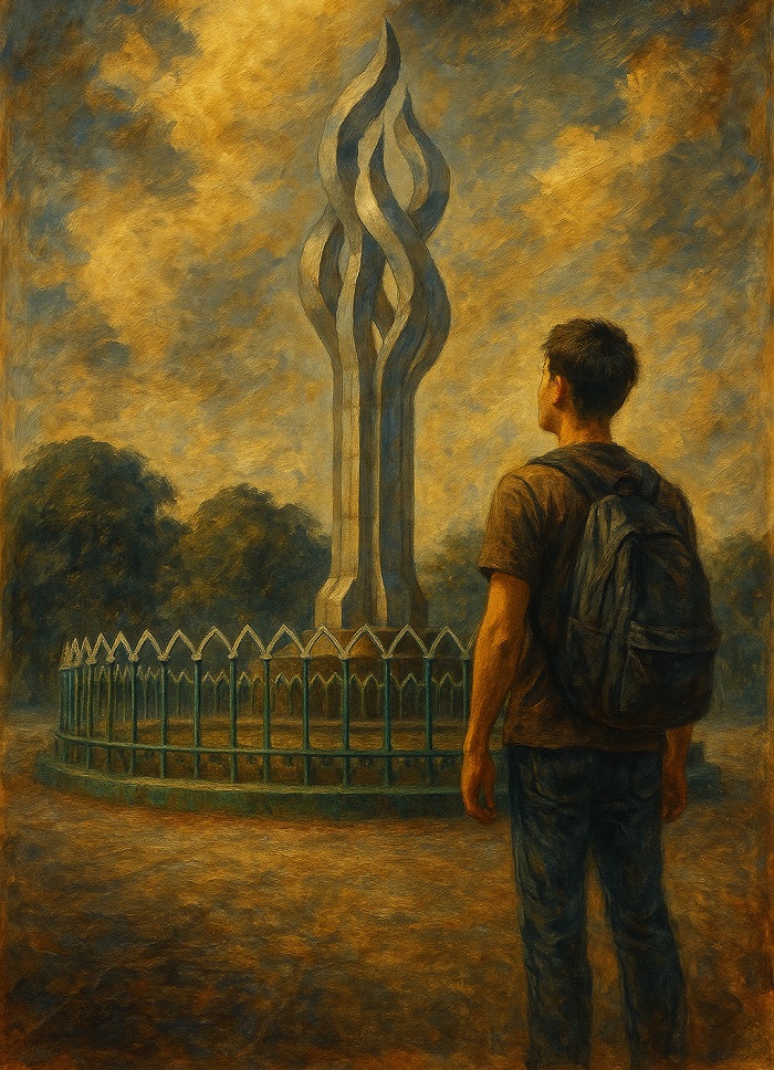 Ilustrasi cerpen Aku Arek Lancor dibantu AI.