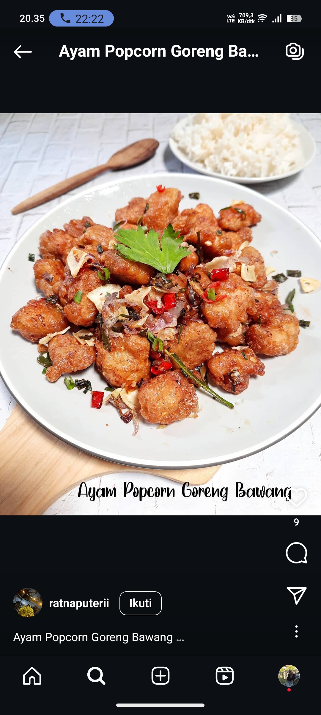 Ayam Popcorn Goreng Bawang