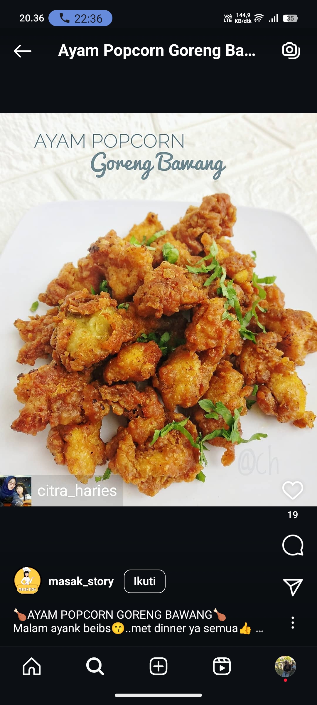 Ayam Popcorn Goreng Bawang