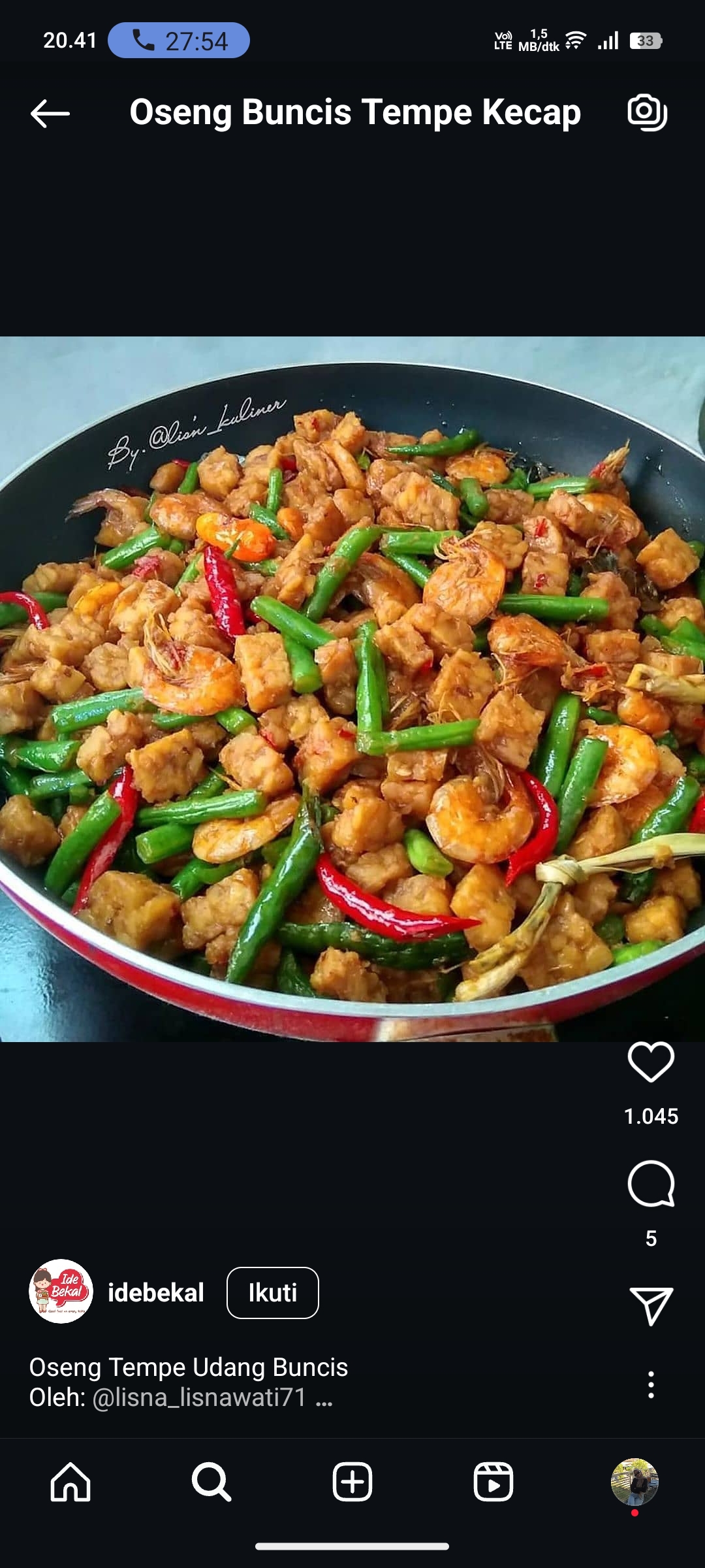 Oseng Buncis Tempe Kecap