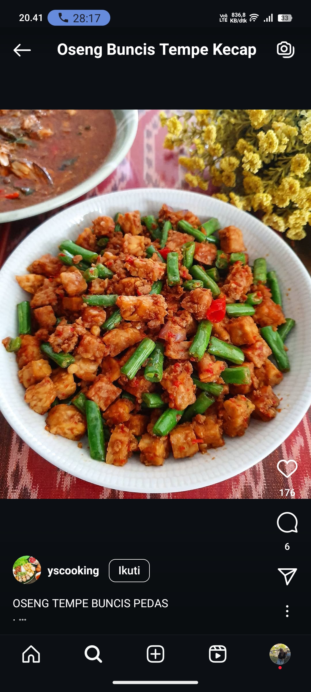 Oseng Buncis Tempe Kecap