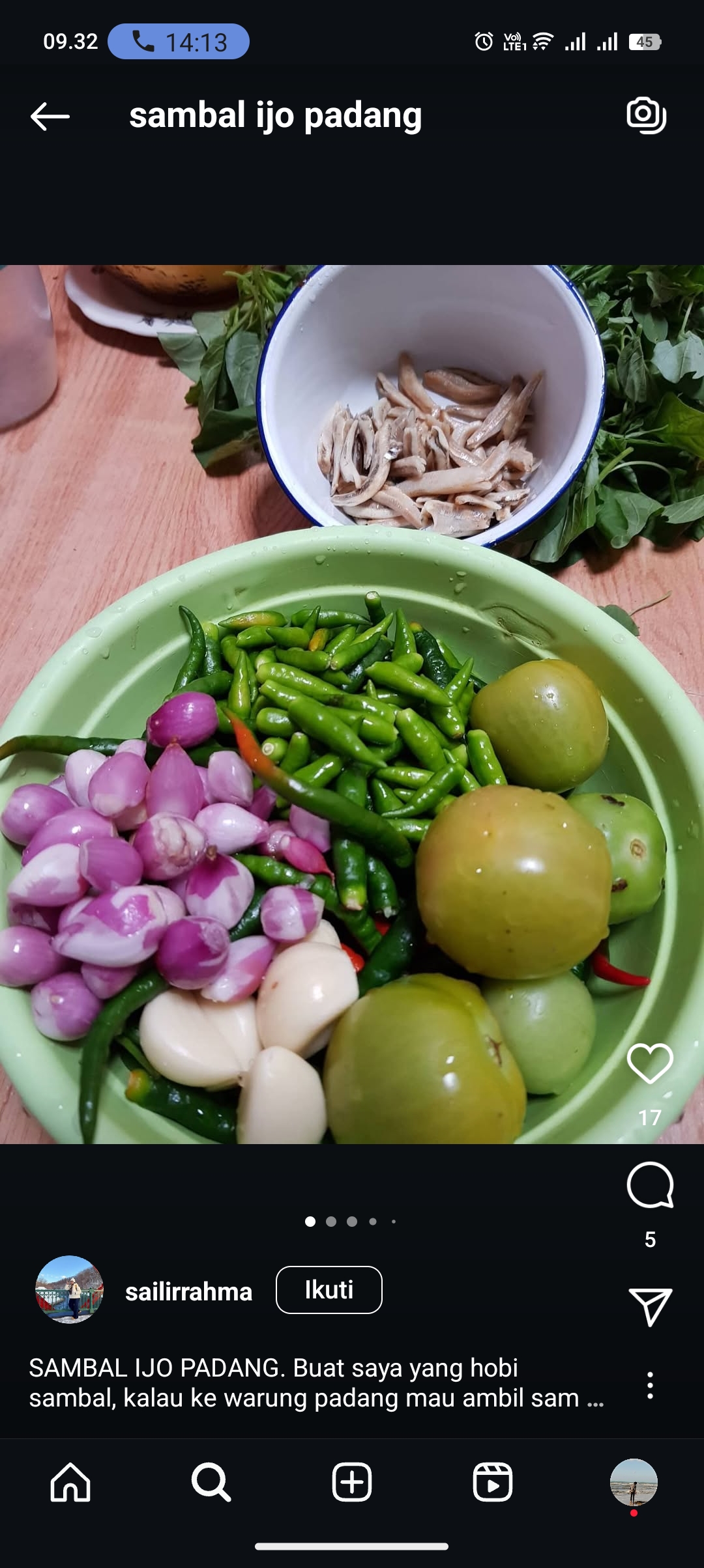 Bahan-Bahan untuk membuat sambal ijo Padang