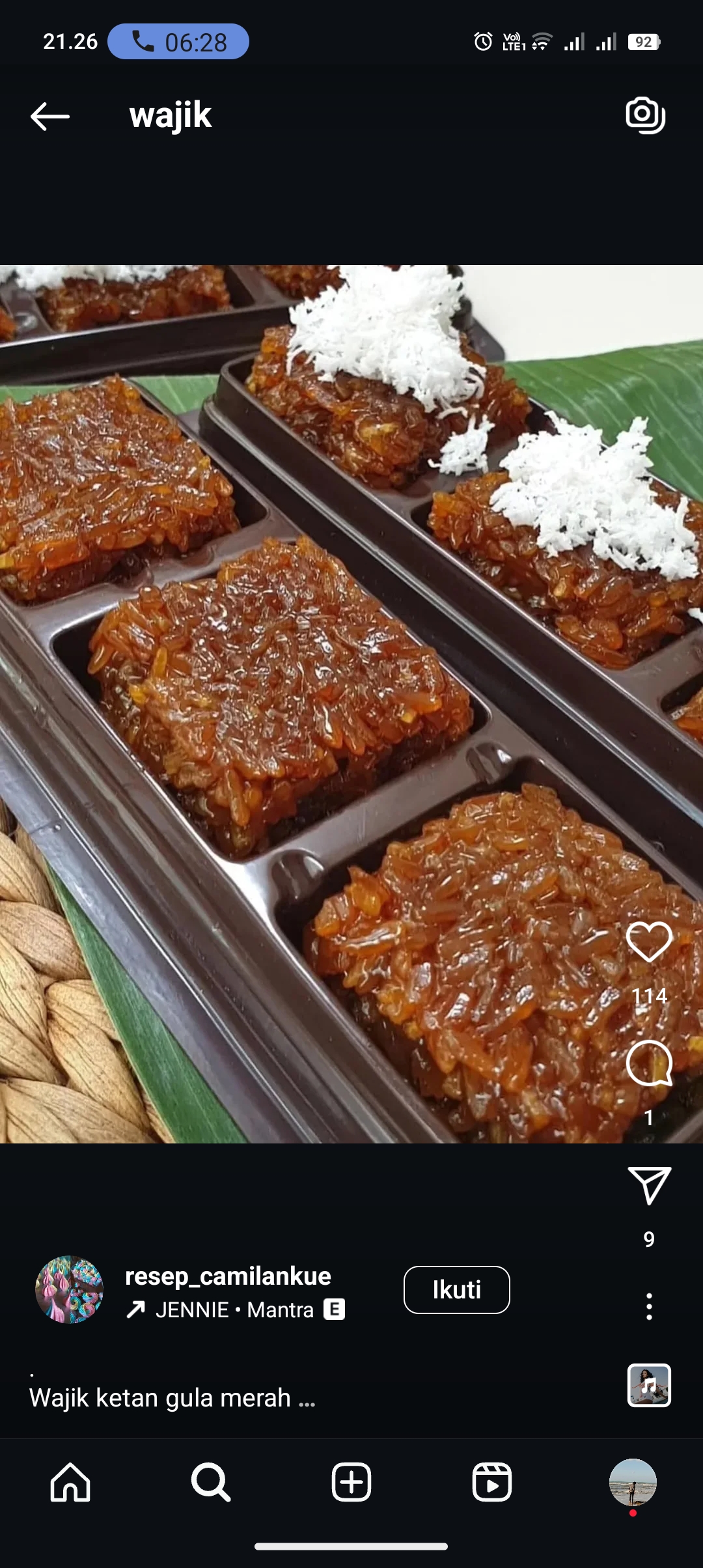 Resep wajik ketan gula merah