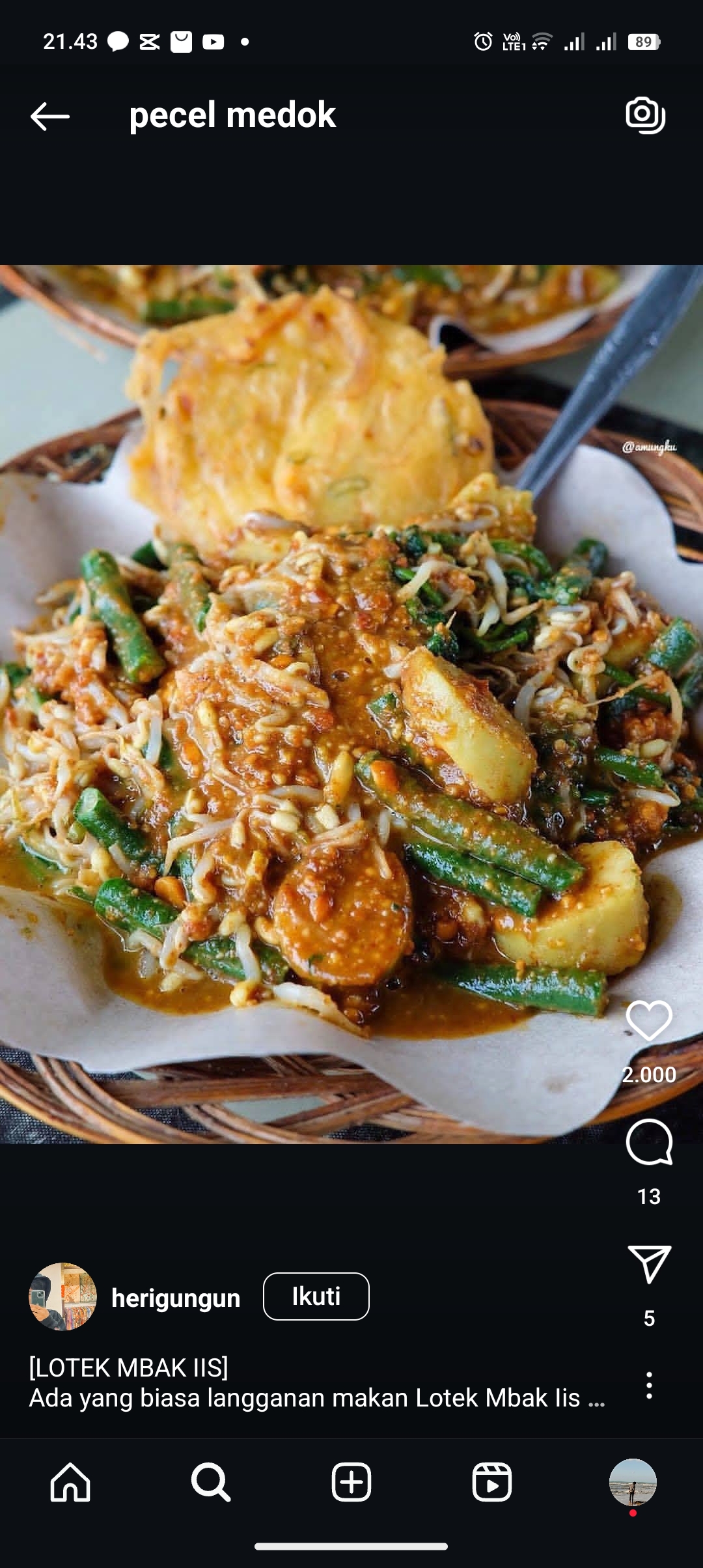 Resep bumbu pecel medok yang enak banget