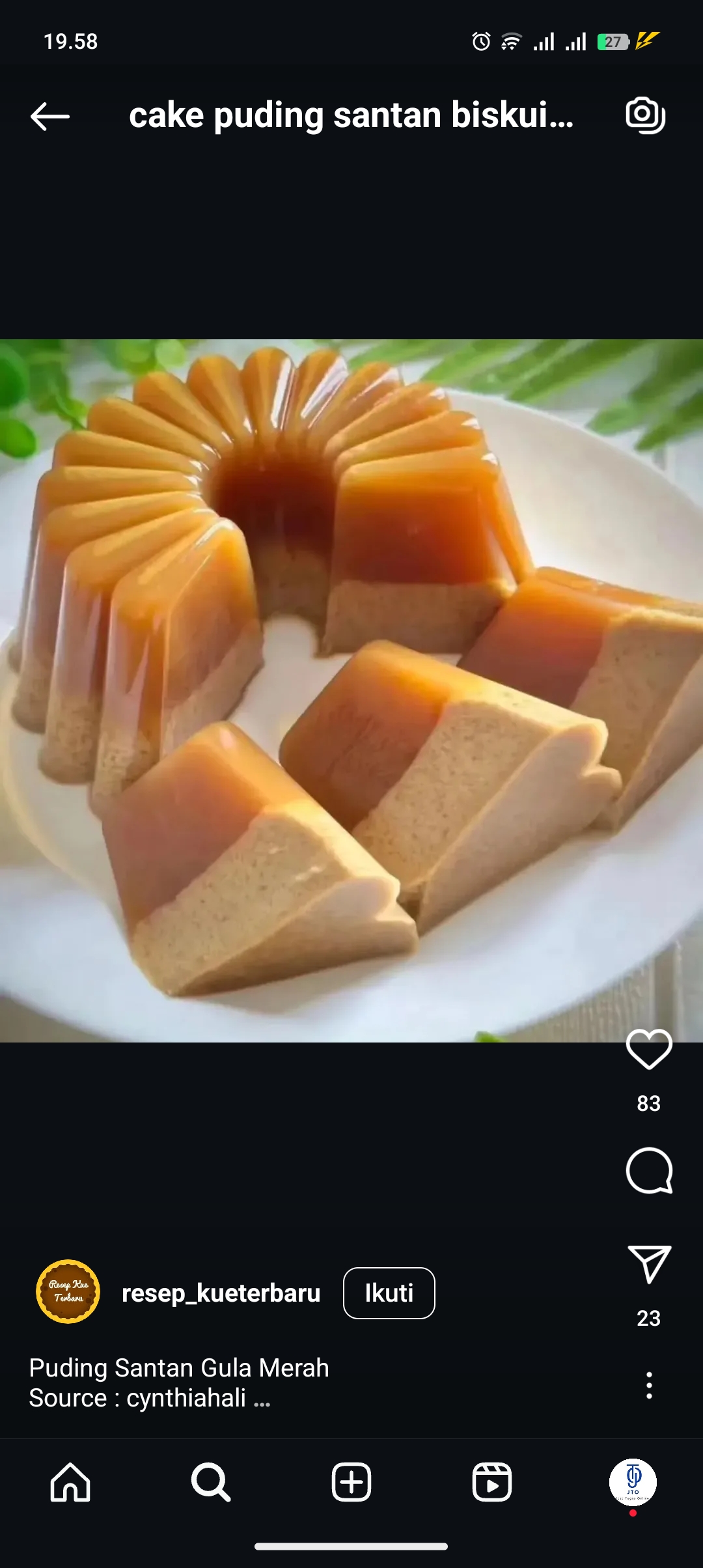 Ilustrasi puding cak santan