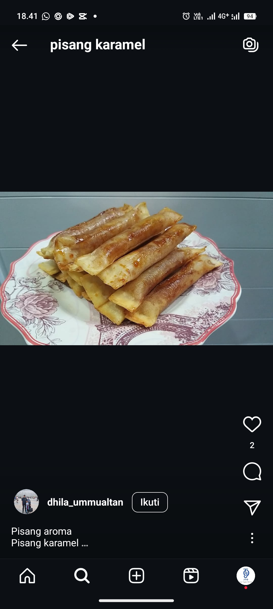 Pisang karamel rumahan