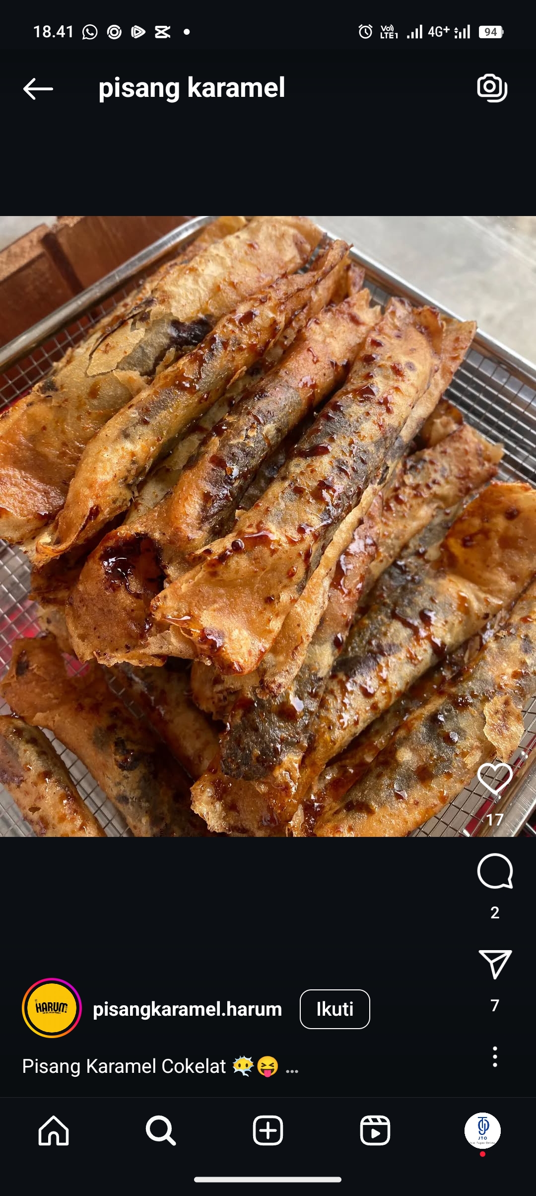 Pisang karamel yang nikmat
