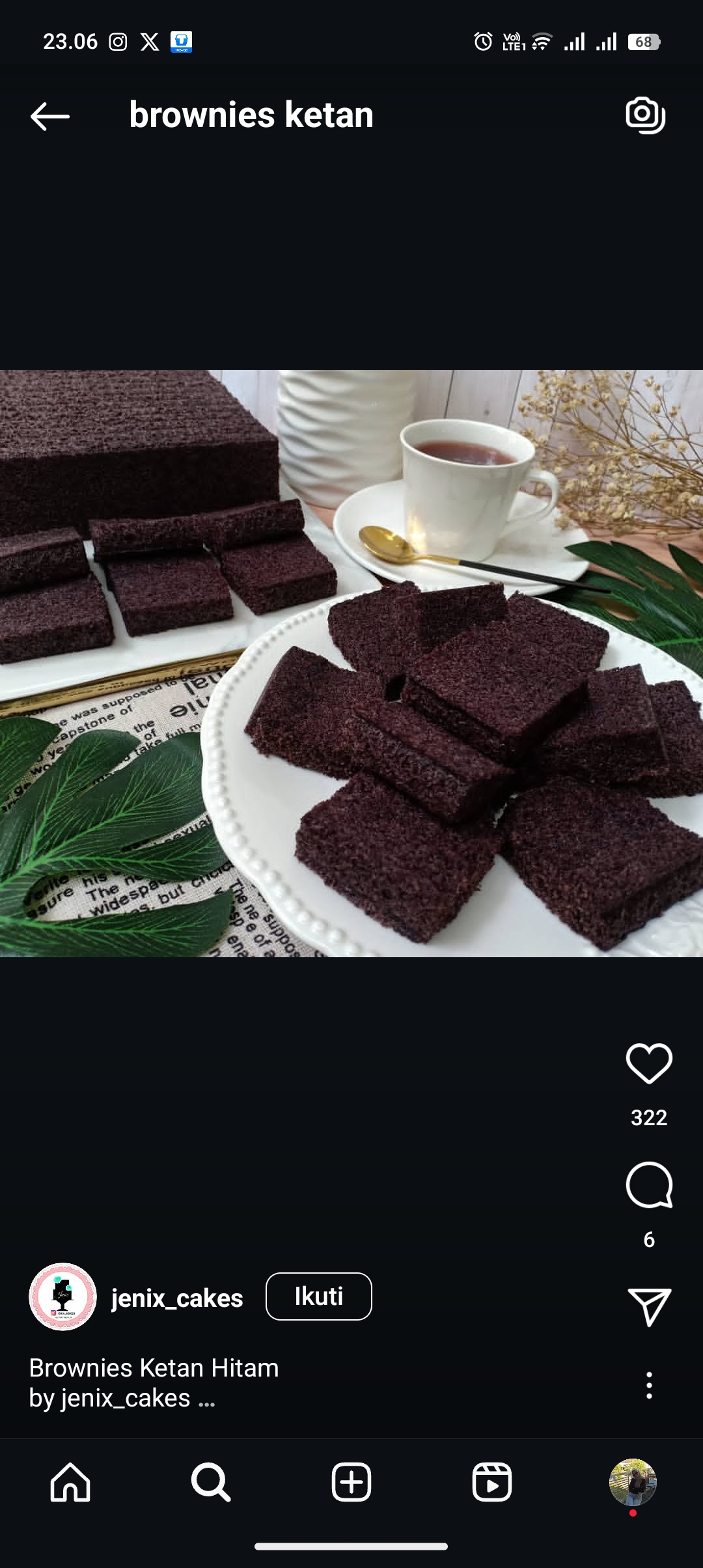 Brownies ketan hitam