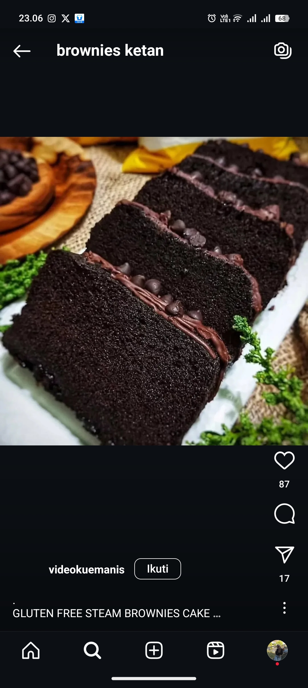 Resep Brownies ketan hitam