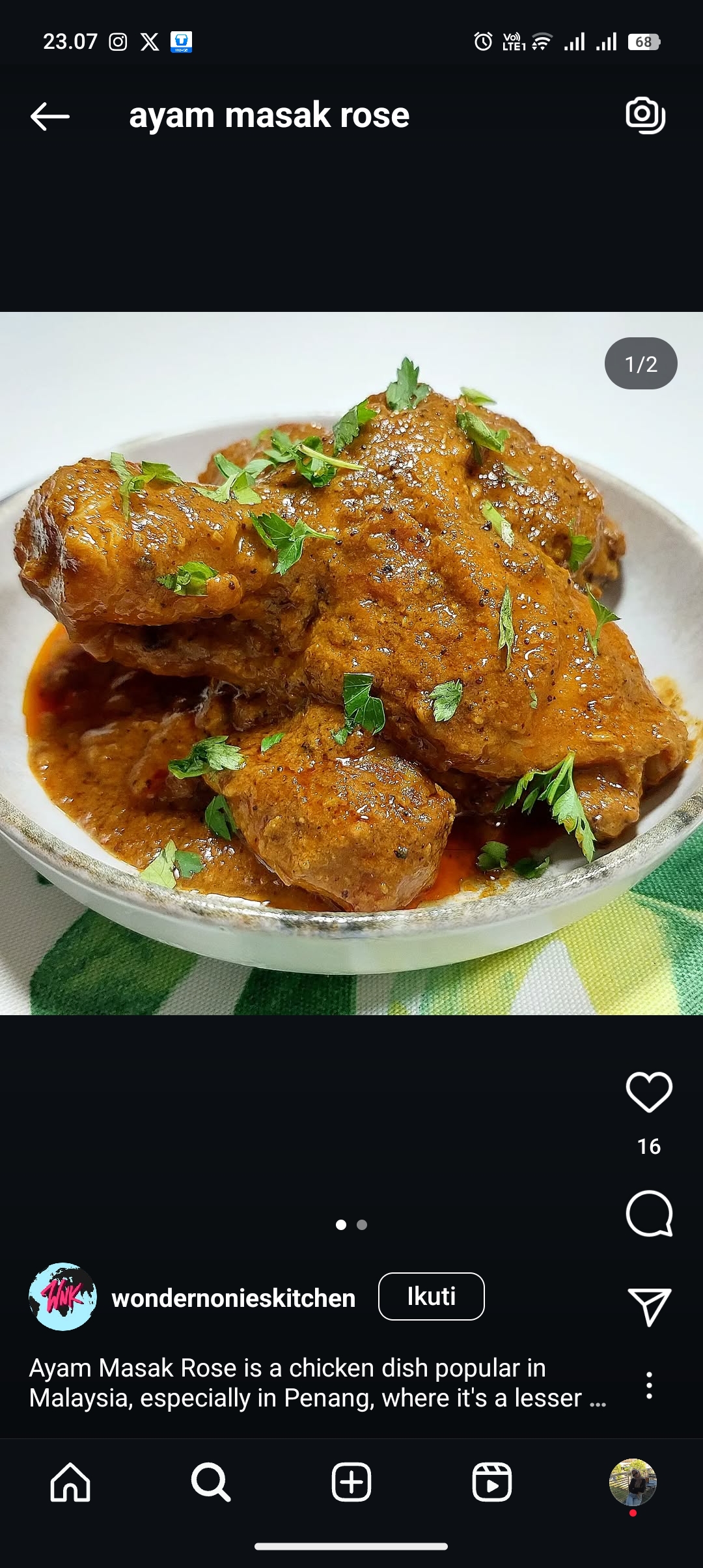 Resep ayam masak rose