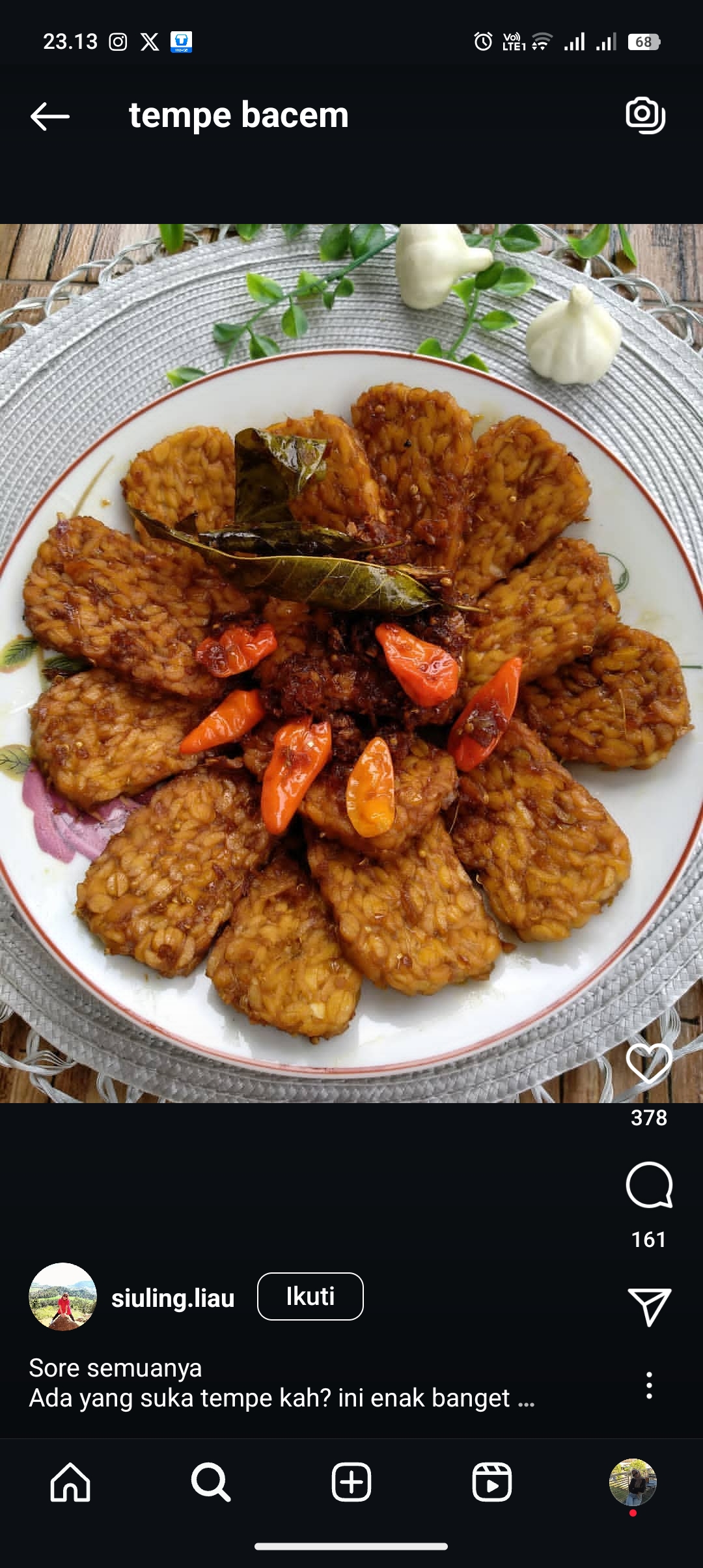 Resep tempe bacem