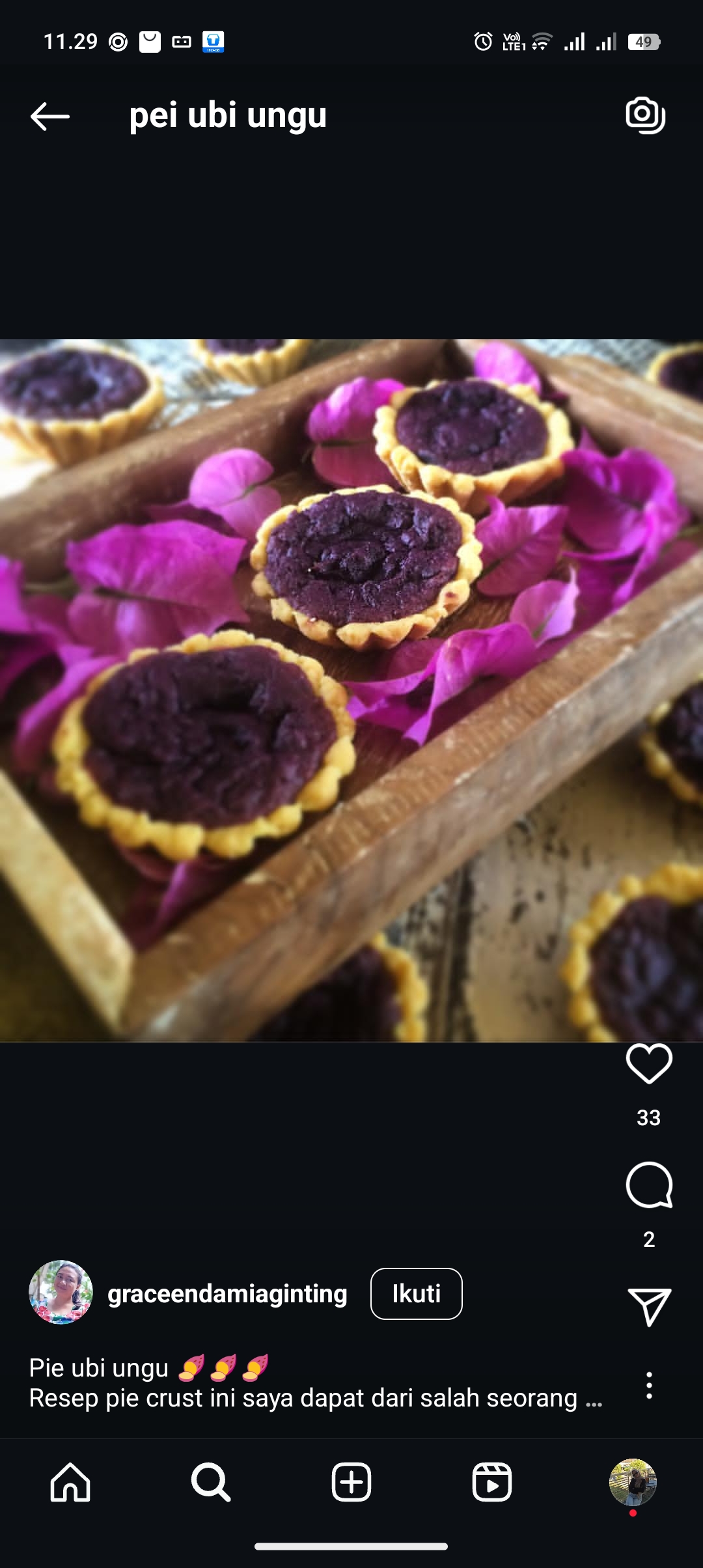 Kue pie Ubi ungu