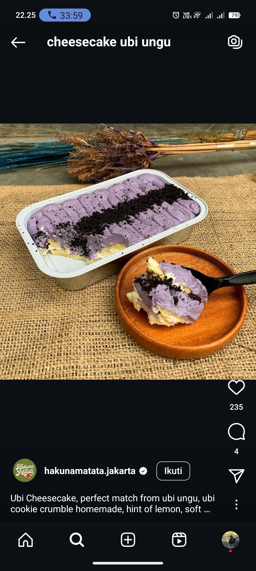 Cheesecake Ubi ungu