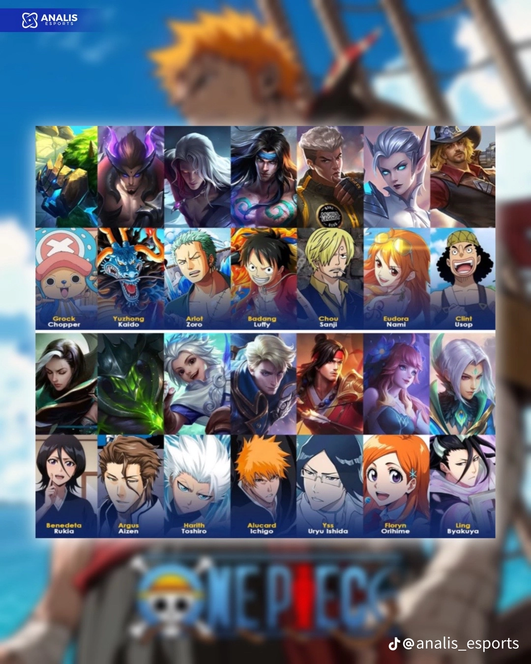 Info skin  kolaborasi MLBB dengan anime Bleach dan One Piece