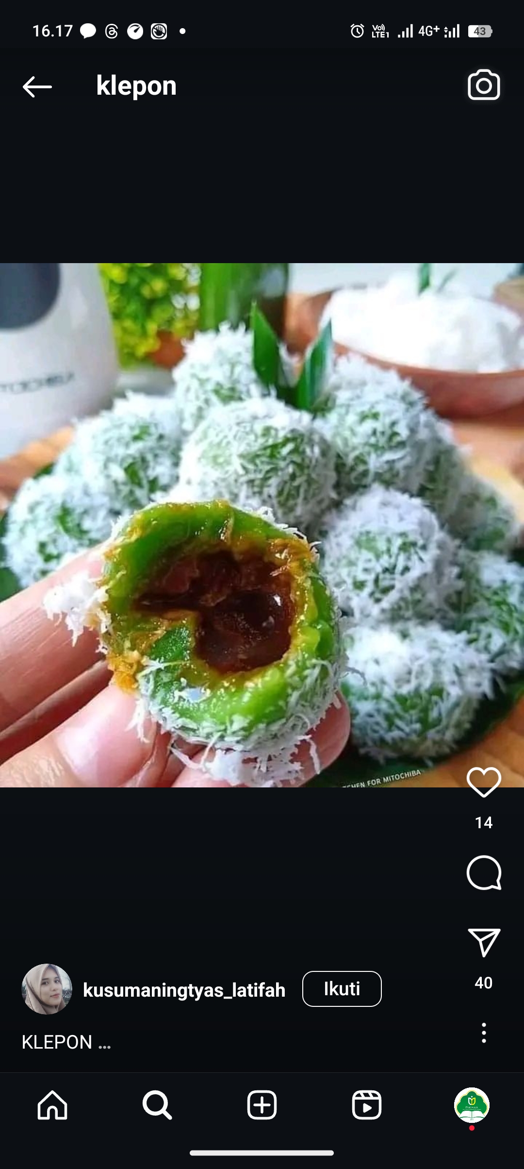 Resep klepon ketan