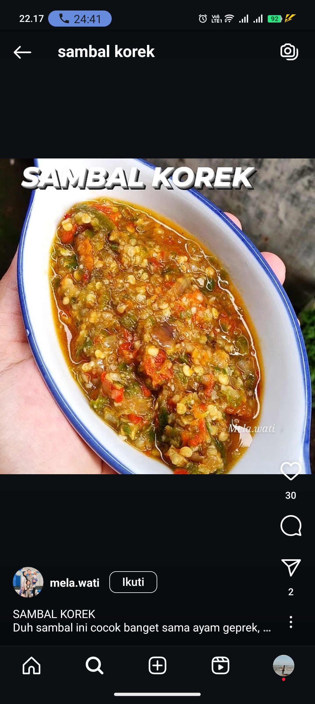 Sambal korek yang bikin nagih