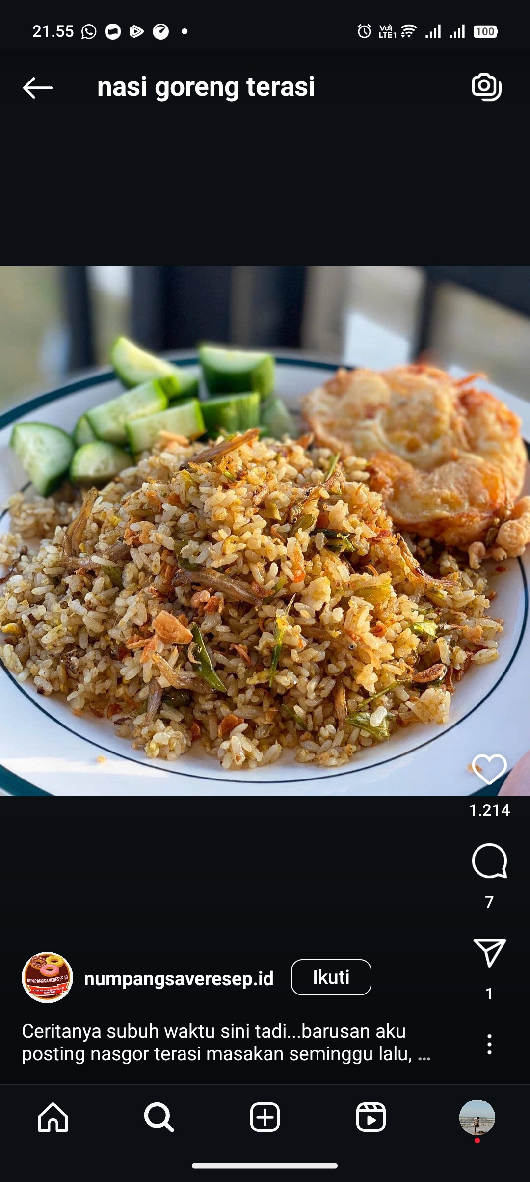 Nasi goreng terasi dan teri