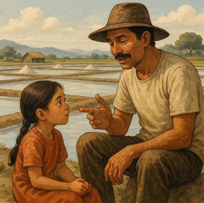 Ilustrasi cerpen Meniti Cahaya di Langit Madura dibantu AI.