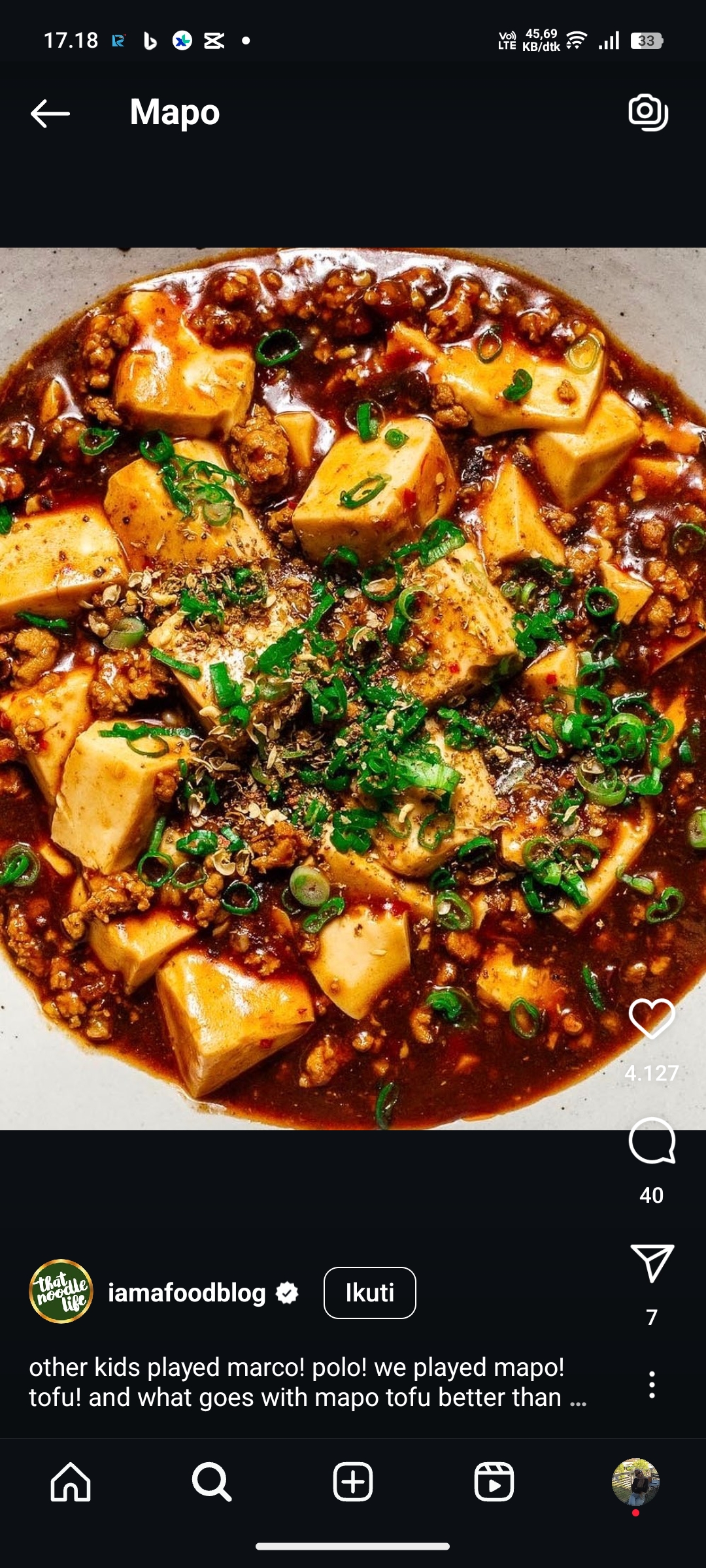 Mapo Tahu Pedas Gurih