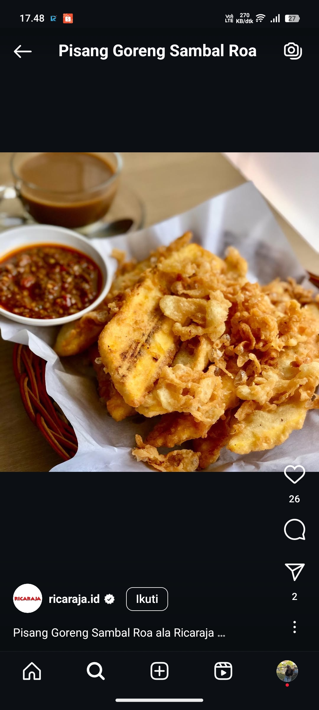 Pisang Goreng Sambal Roa