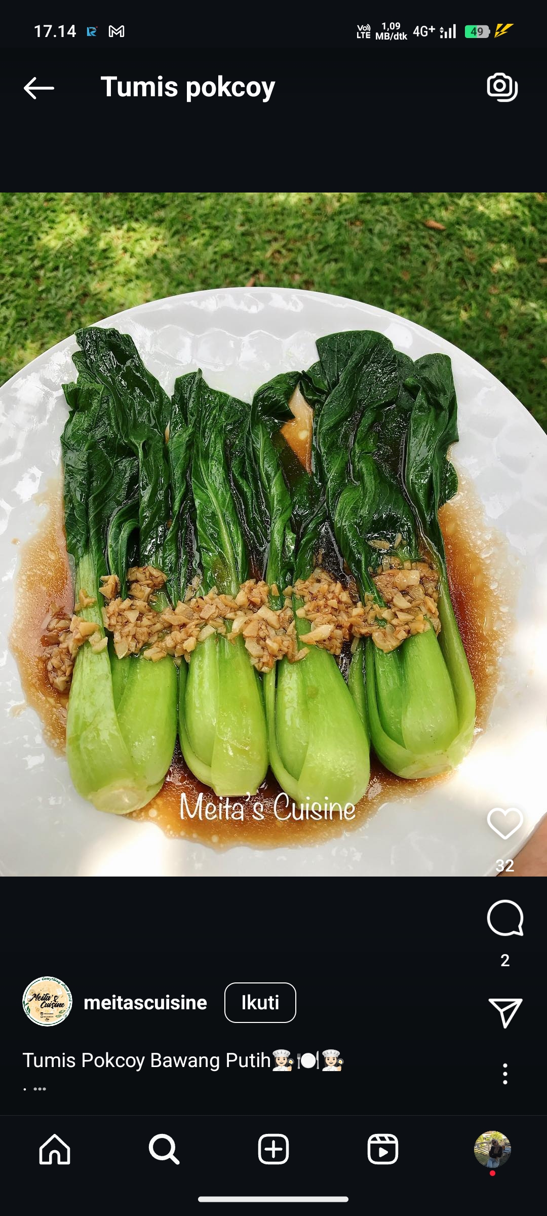 Tumis Pokcoy Bawang Putih Saus Tiram