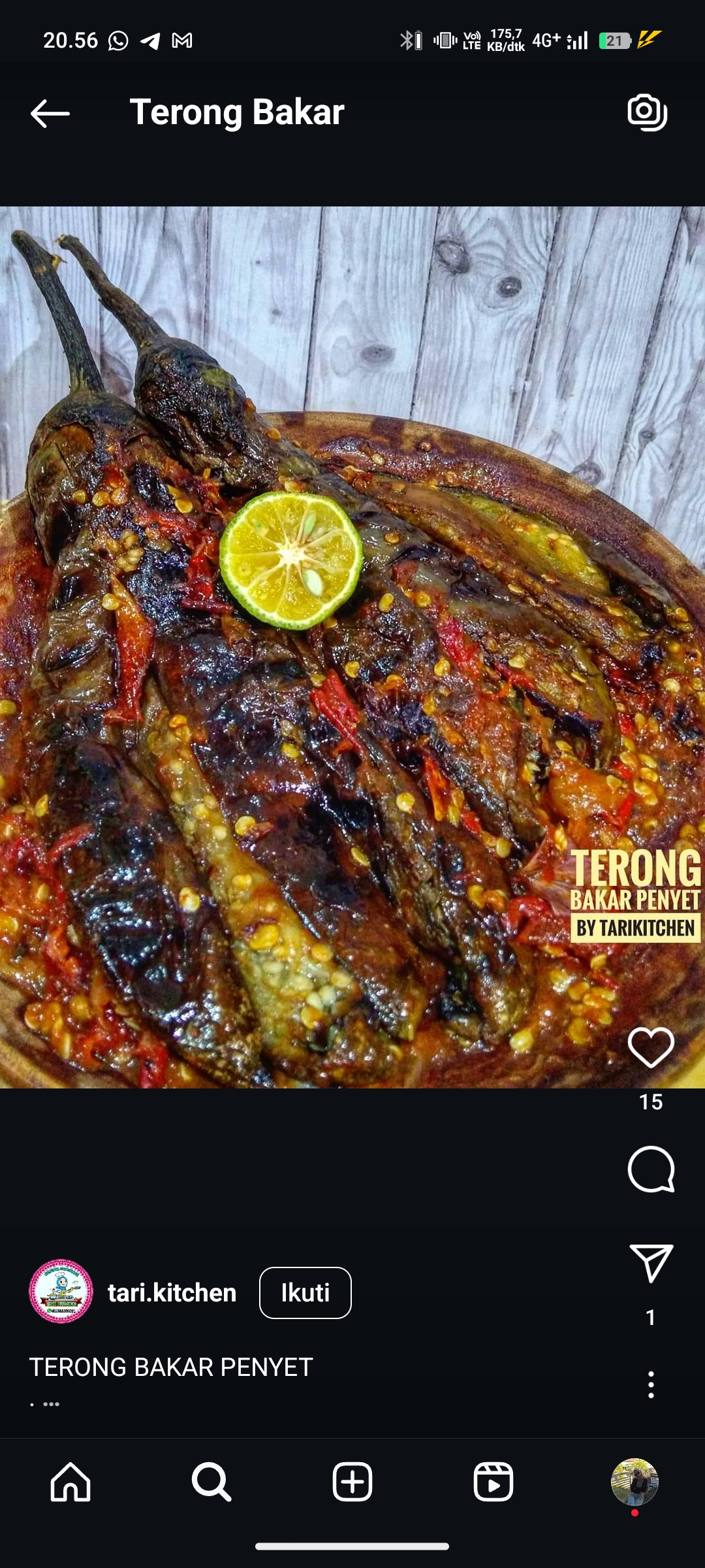 Ilustrasi Terong Bakar Sambal Kemiri Kemangi