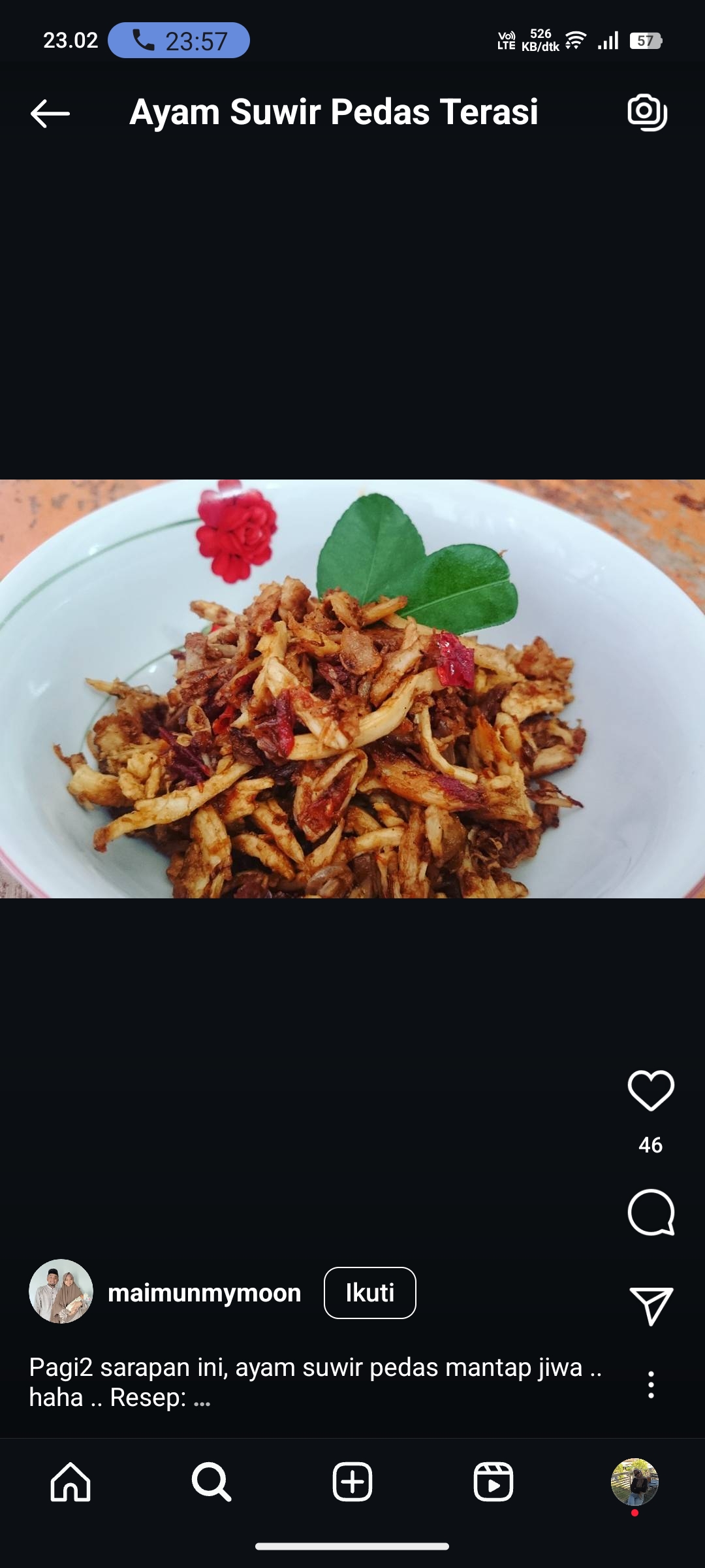 Ayam Suwir Pedas Terasi