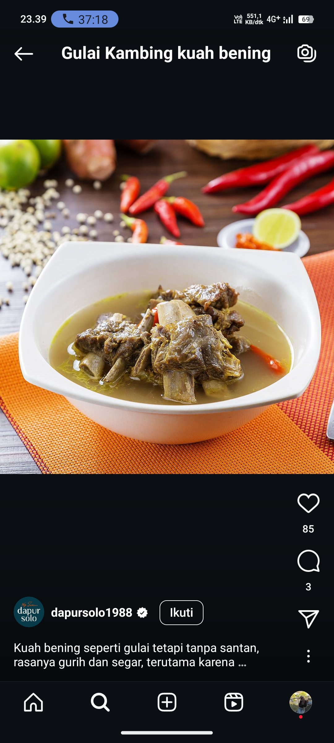 Gulai Kambing Tanpa Santan