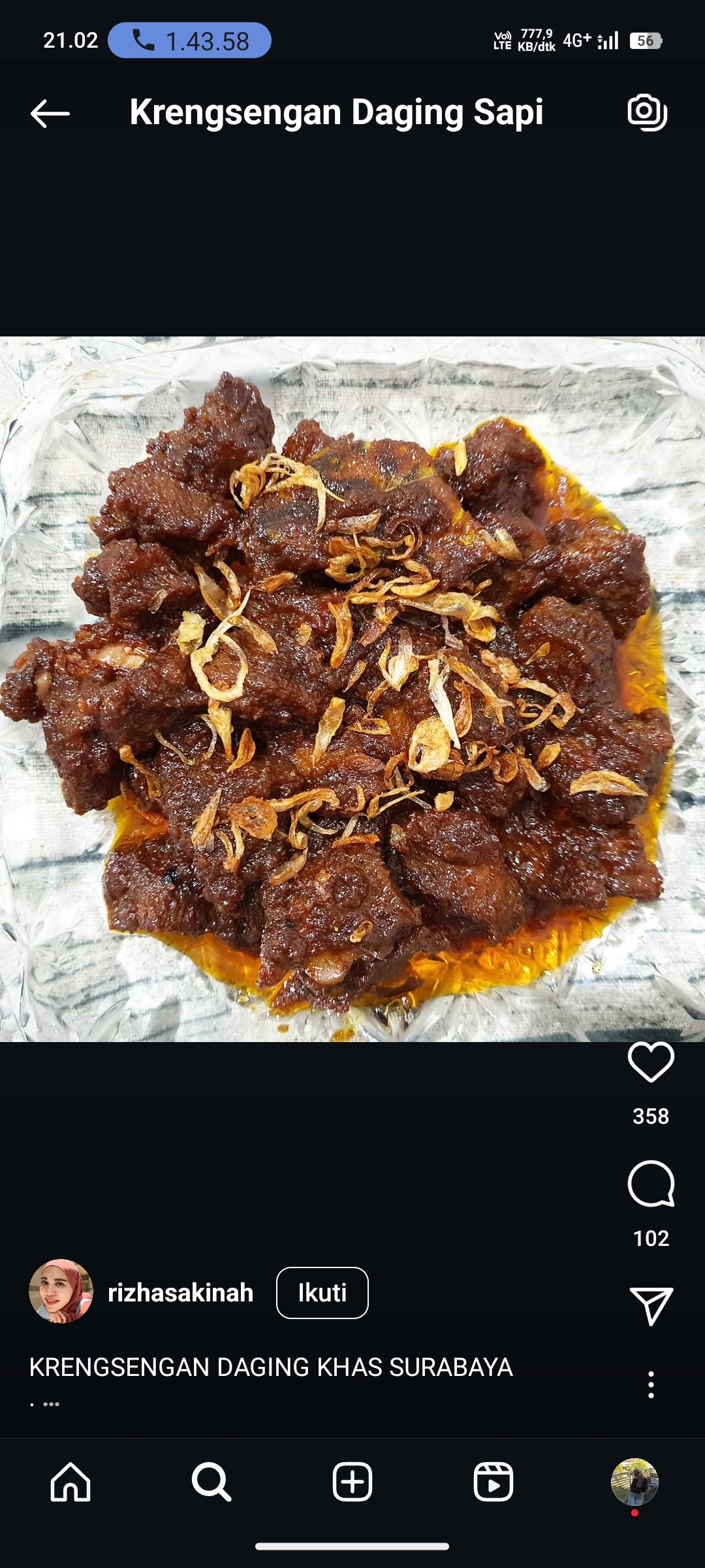 Krengsengan Daging Sapi