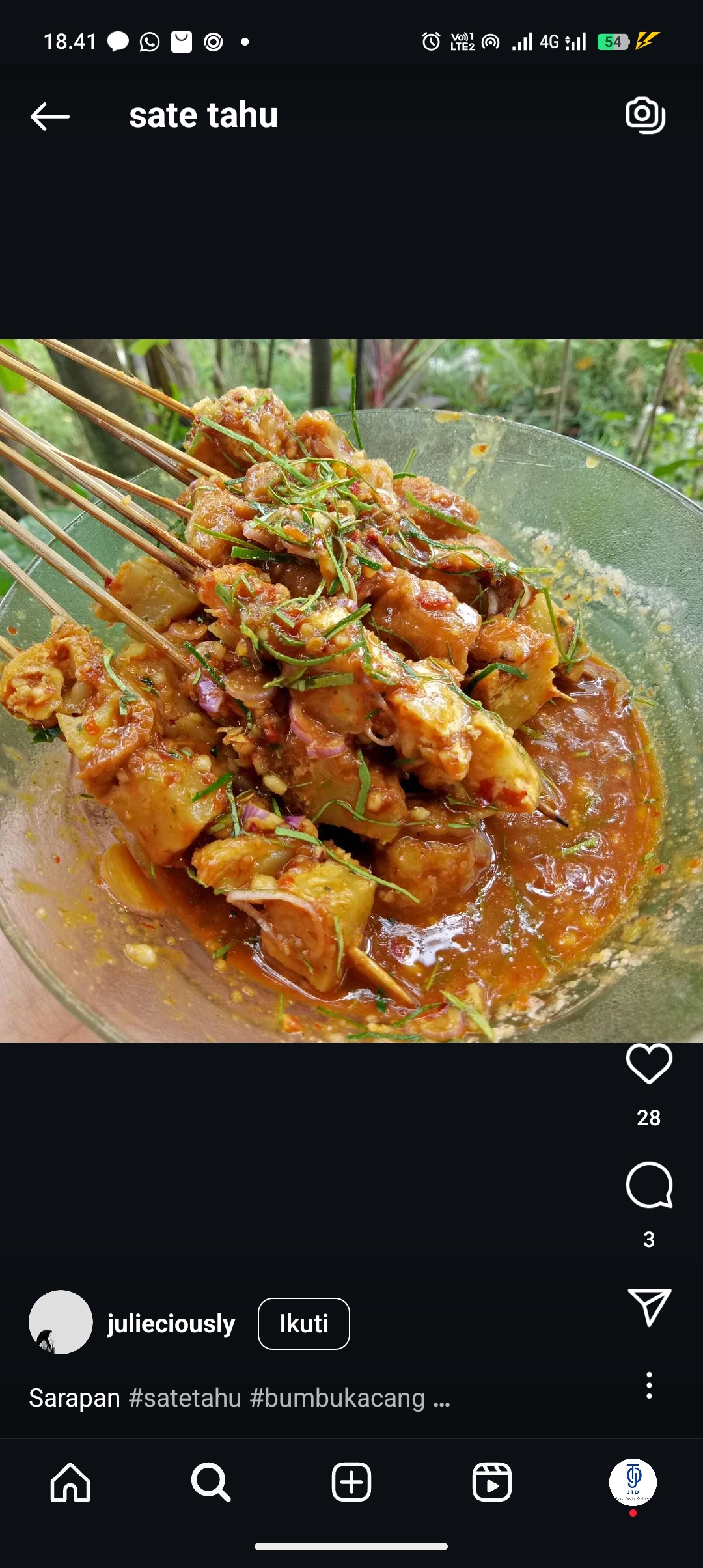 Resep sate tahu