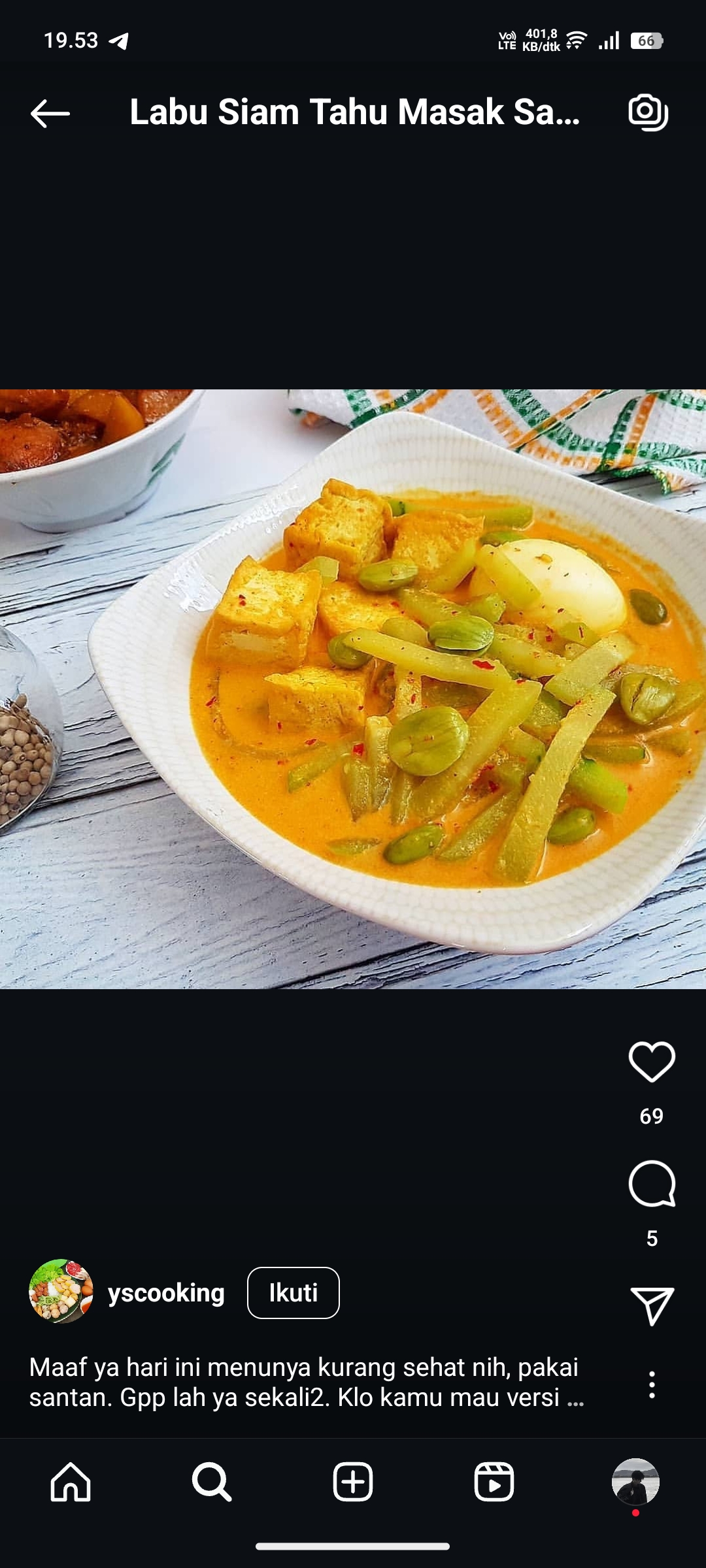 Labu Siam Tahu Masak Santan