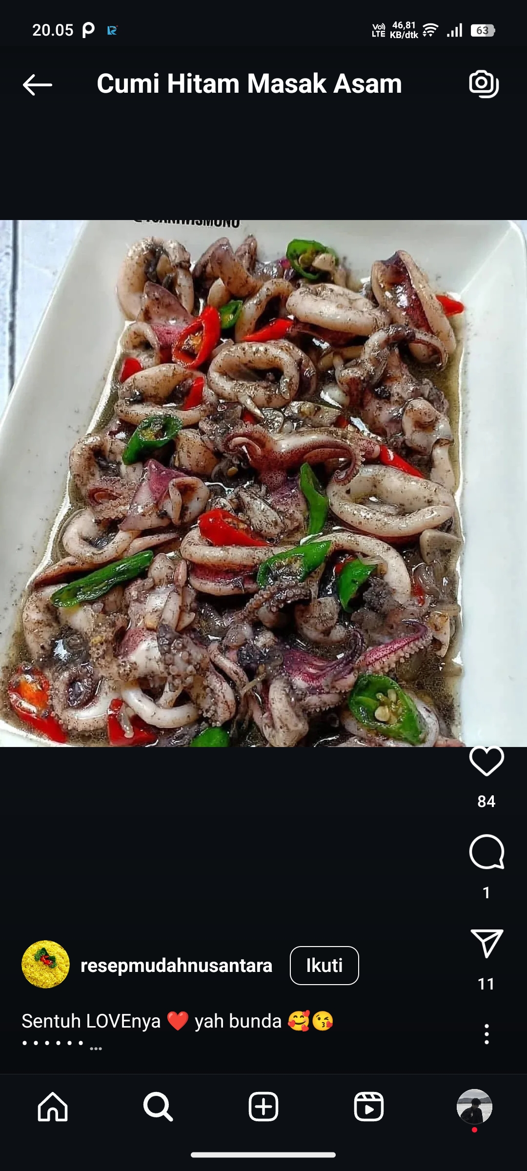 Ilustrasi Cumi Hitam Masak Asam