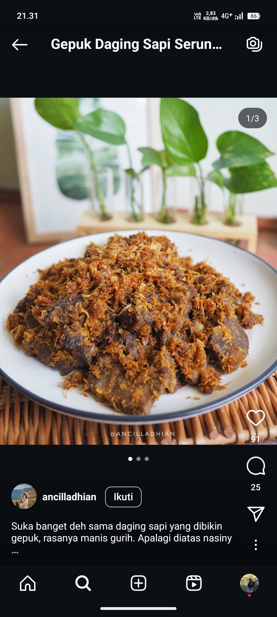 Gepuk Daging Sapi Serundeng