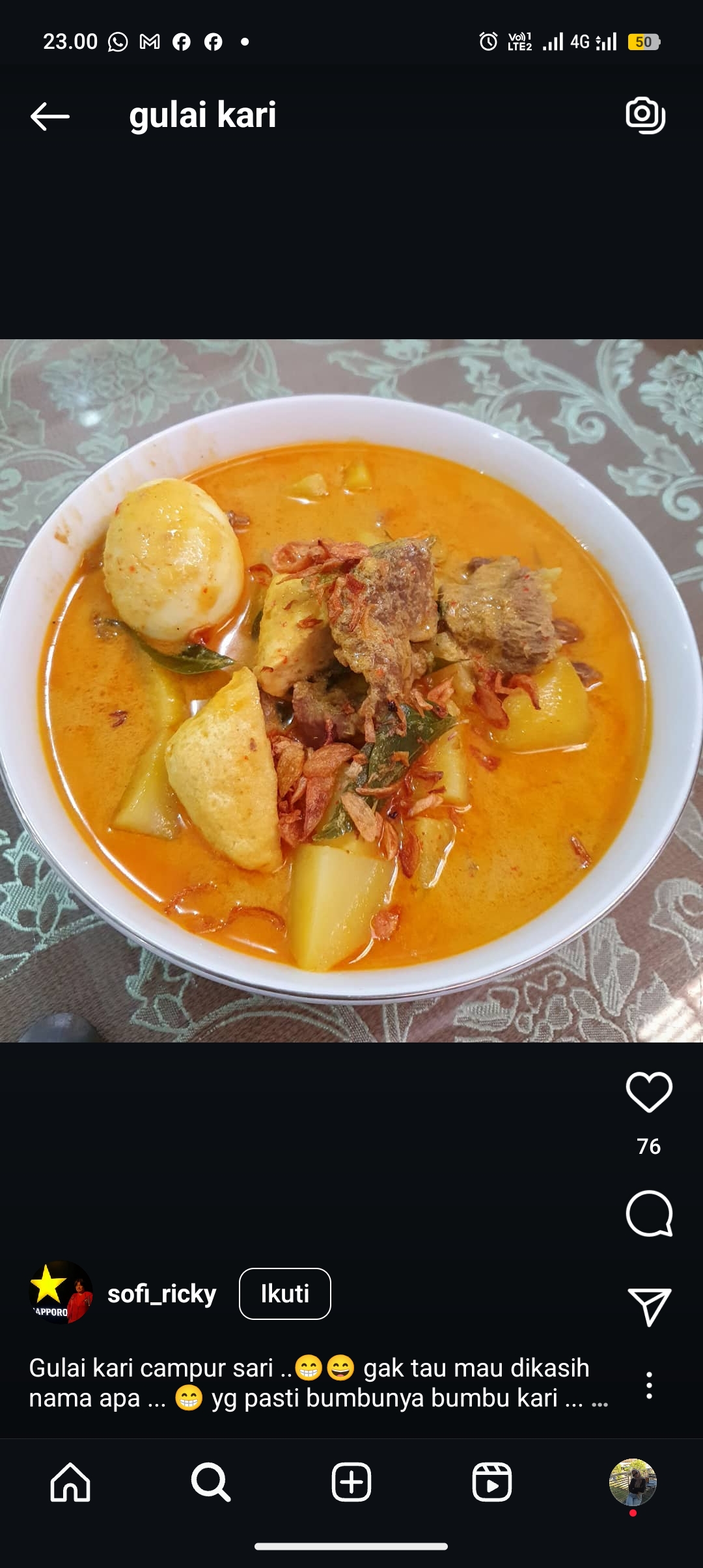 Resep Gulai Kari Campur Sari