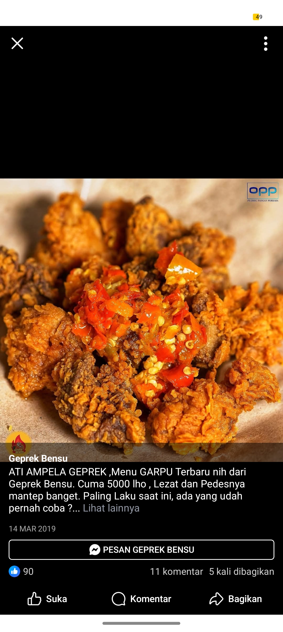 Ayam Geprek Ati Ampela
