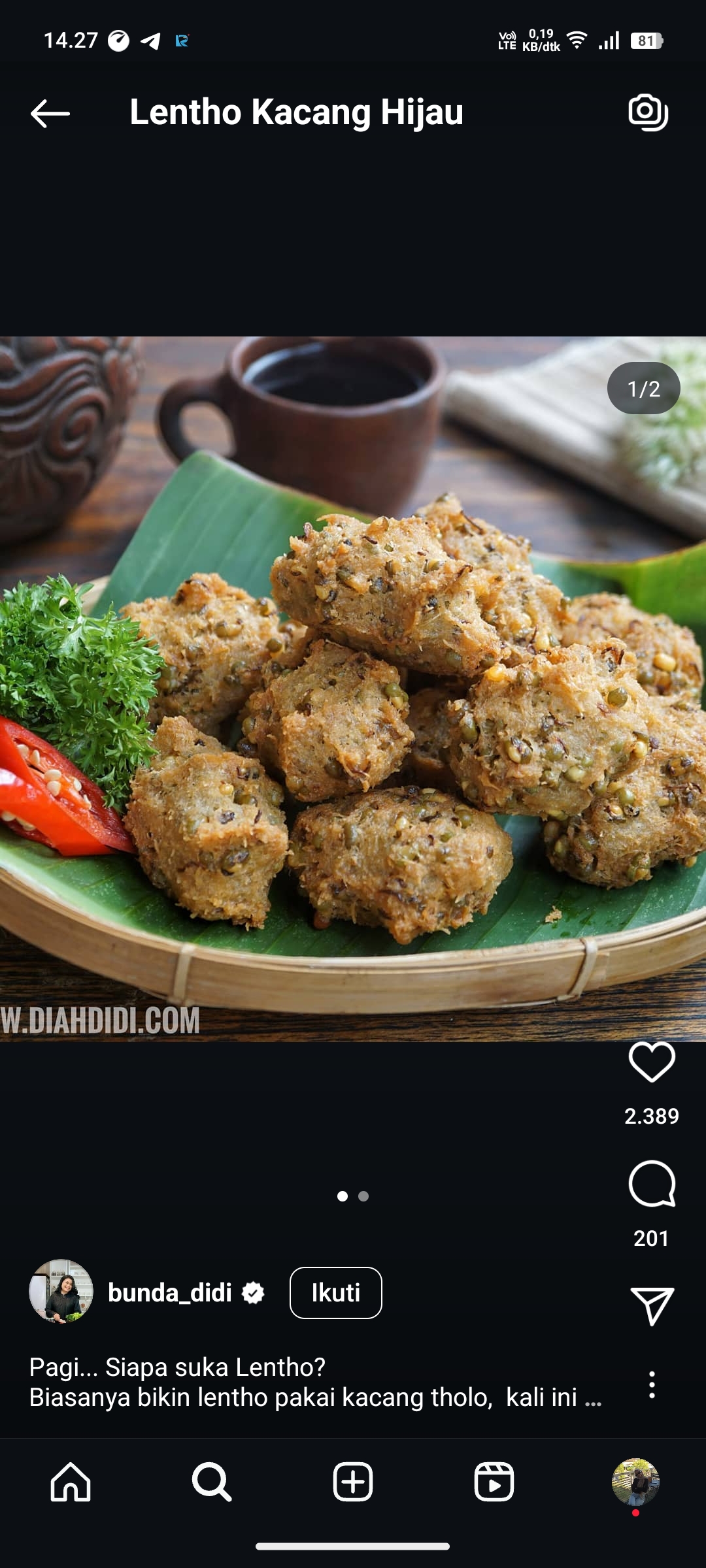 Lentho Kacang Hijau