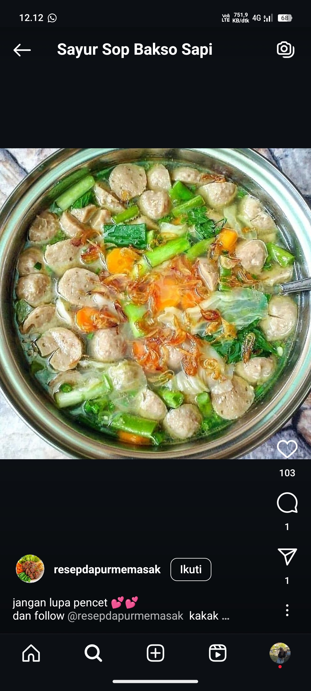 Sayur Sop Bakso Sapi