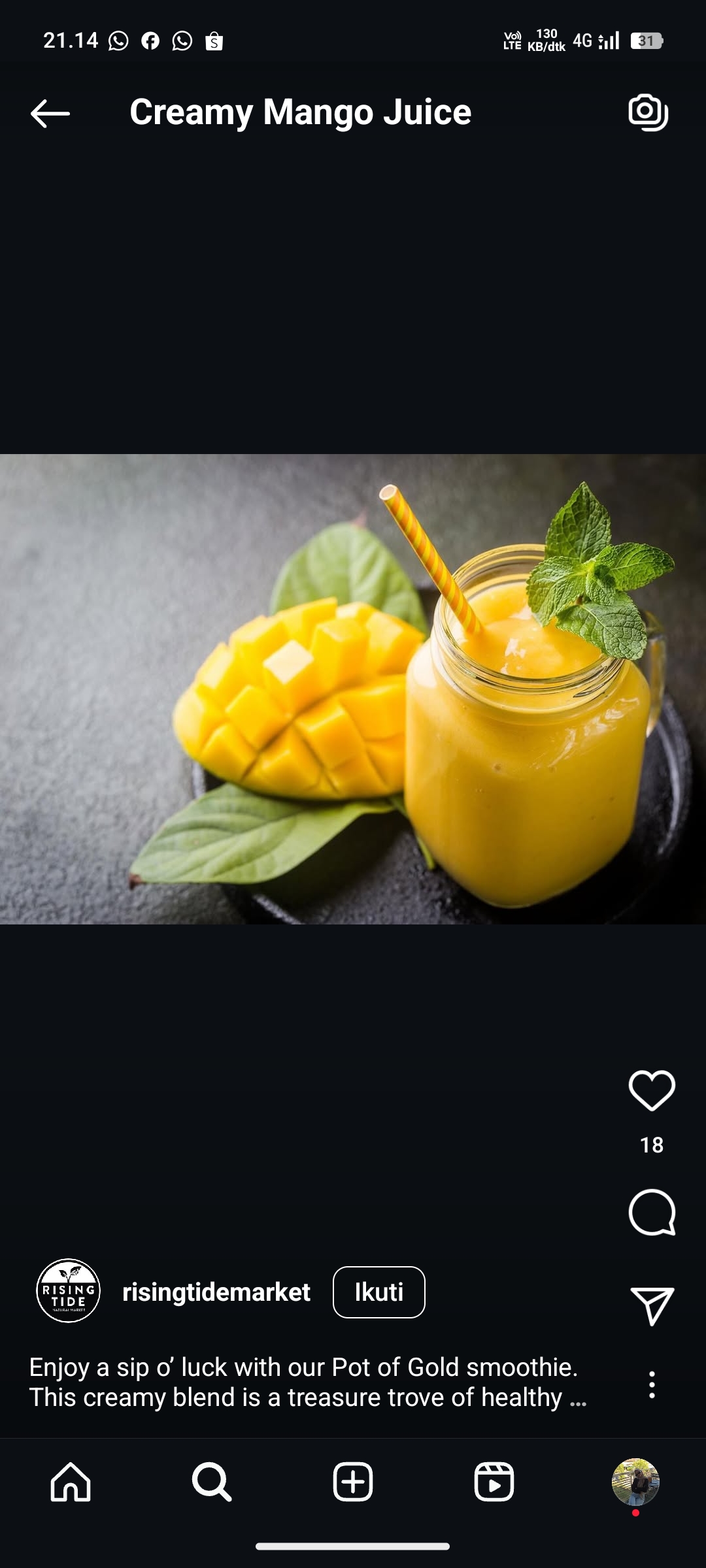 Creamy Mango Juice